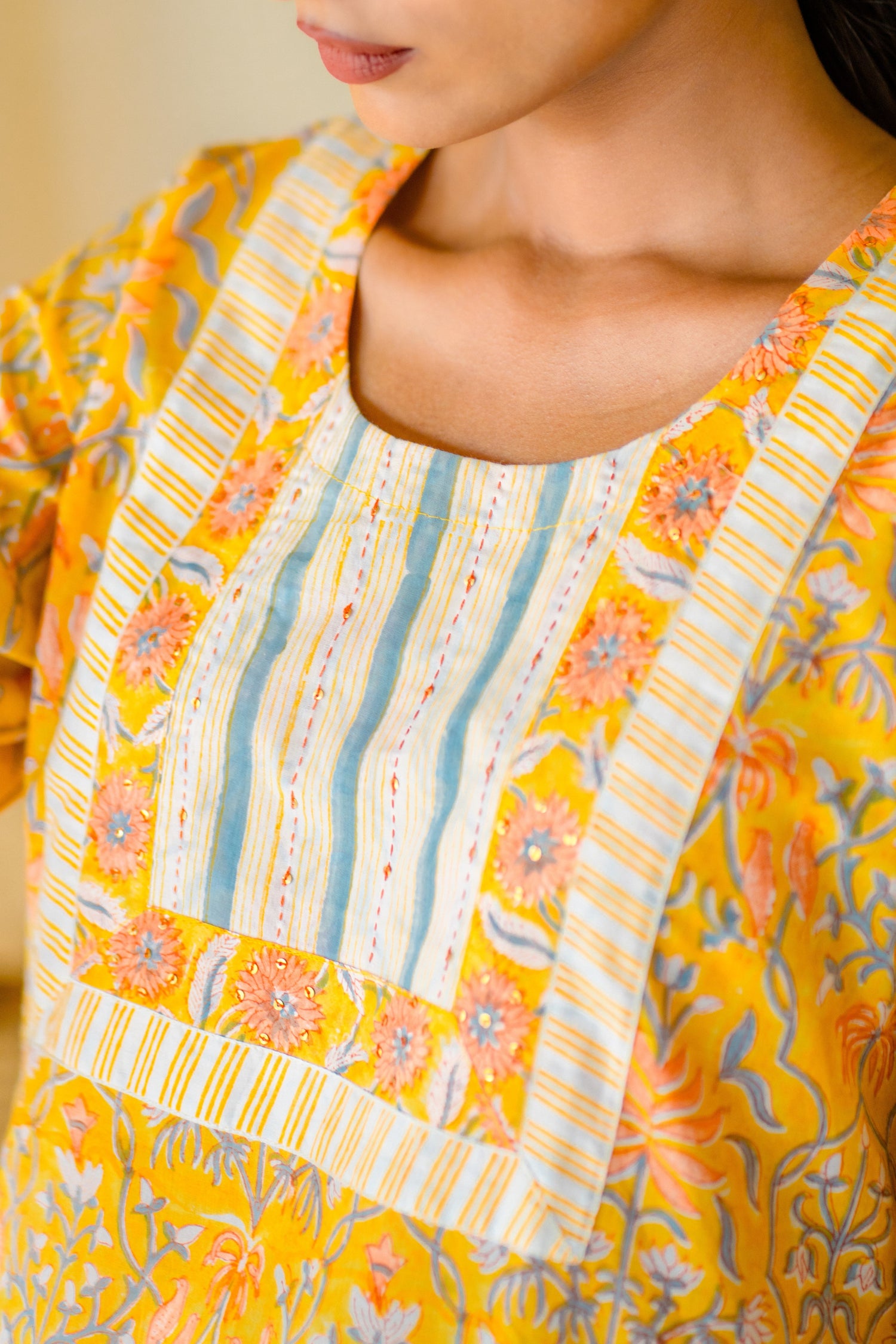 Indian Summer Yellow Printed Cotton Set of 2 | Ray-ethnic