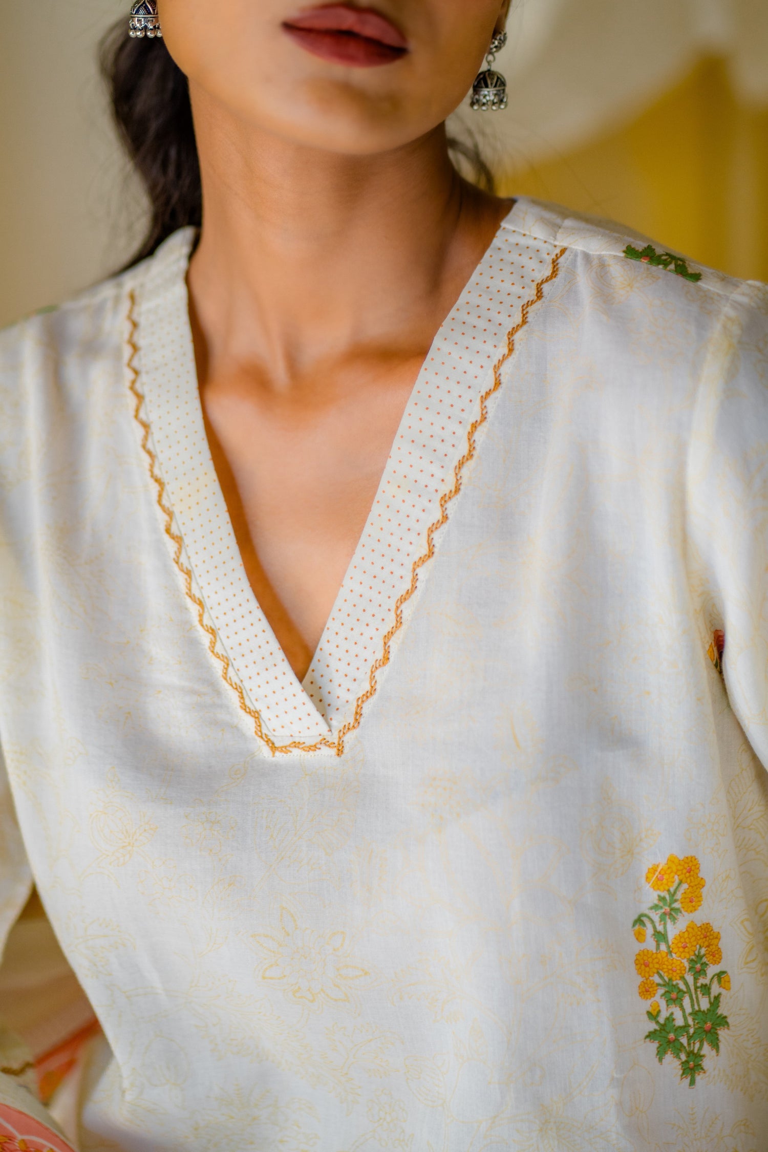 Indian Summer Orange Printed Mul Mul Set of 3 | Ray-ethnic
