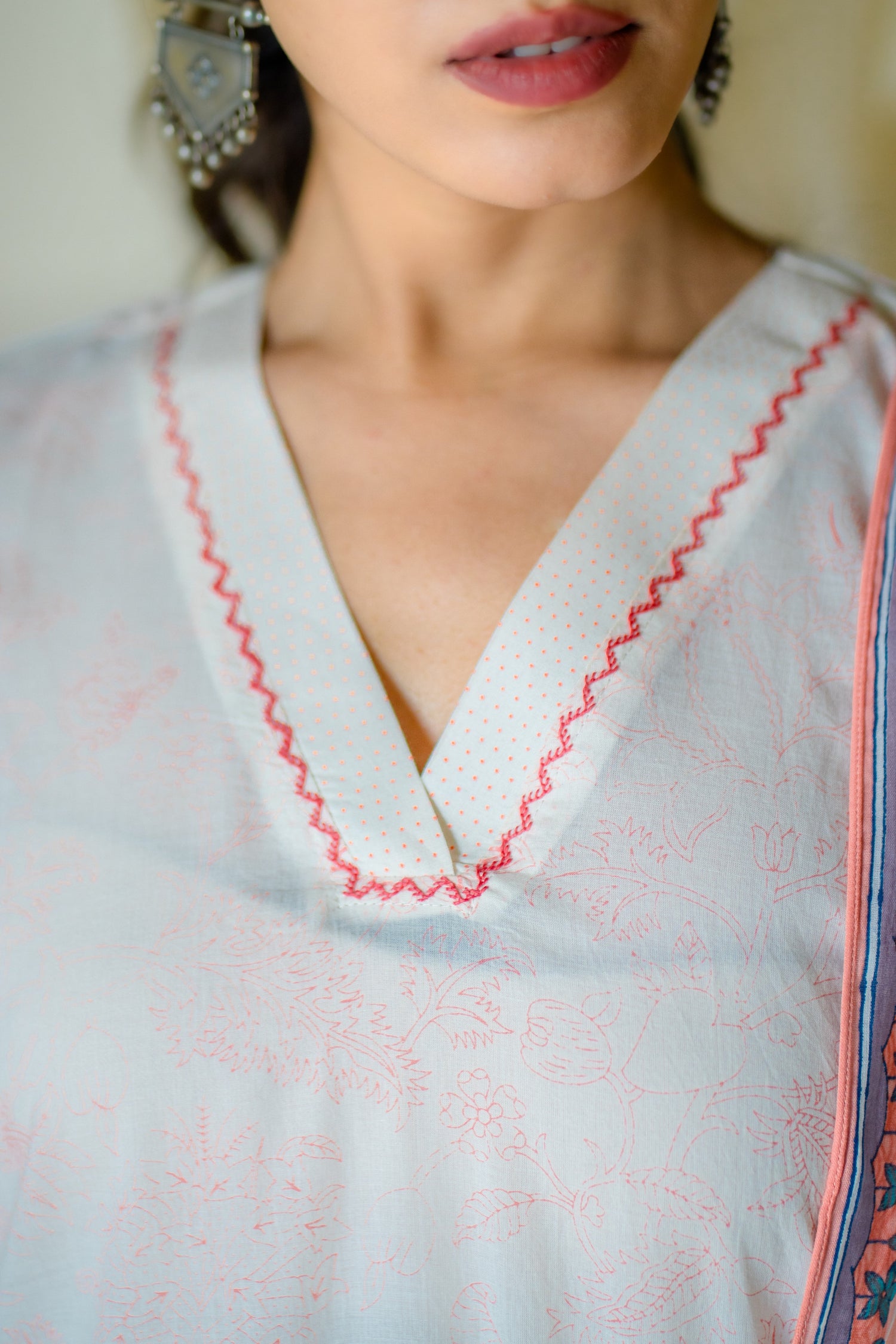 Indian Summer Peach Printed Mul Mul Set of 3 | Ray-ethnic