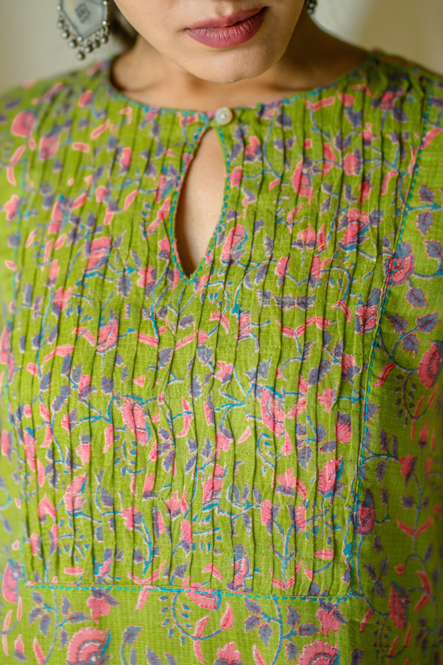 Indian Summer Green Kota Kurta | Ray-ethnic