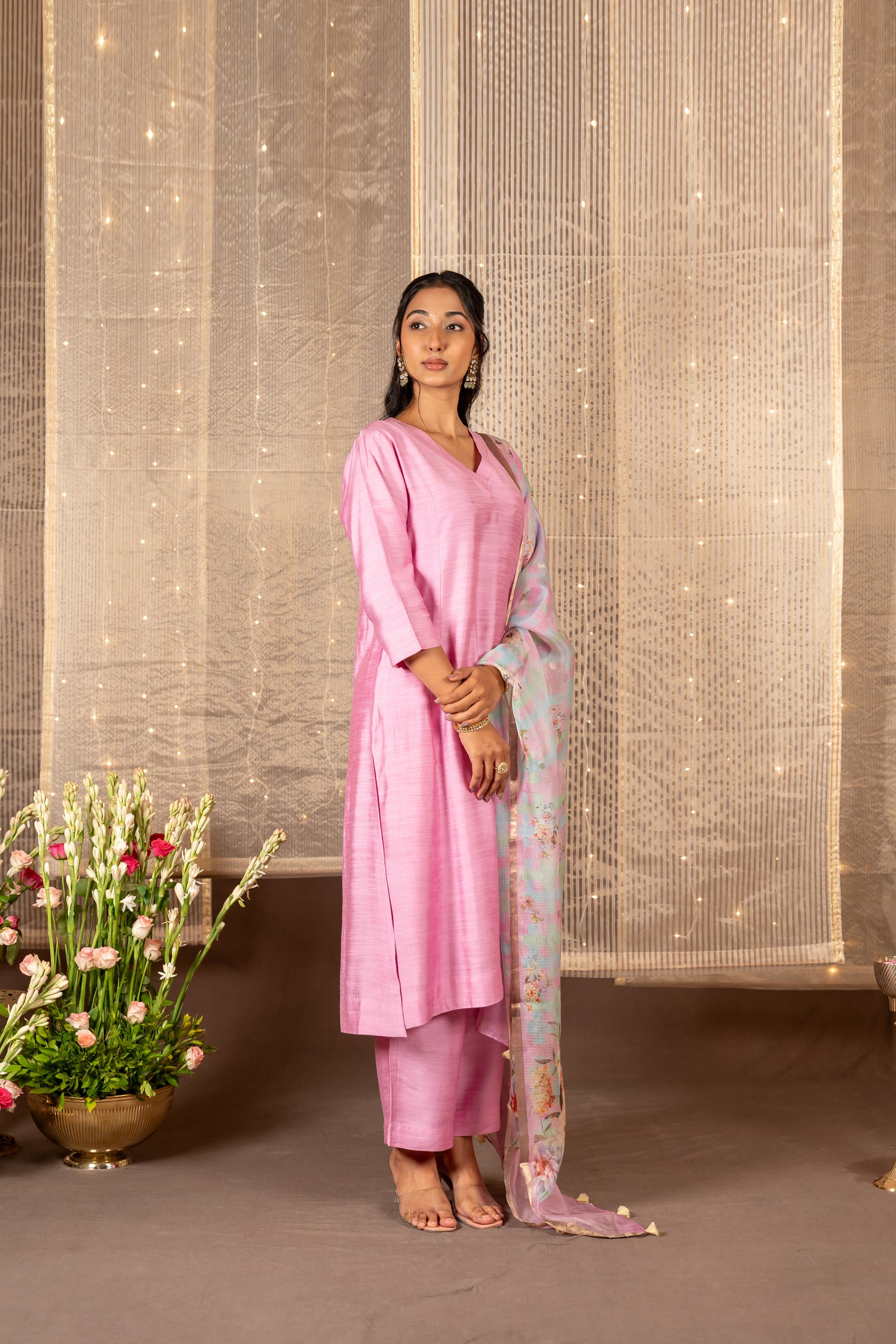 Ray Ethnic The Ira Cotton Silk Slub Set of Three with Kota Silk Dupatta