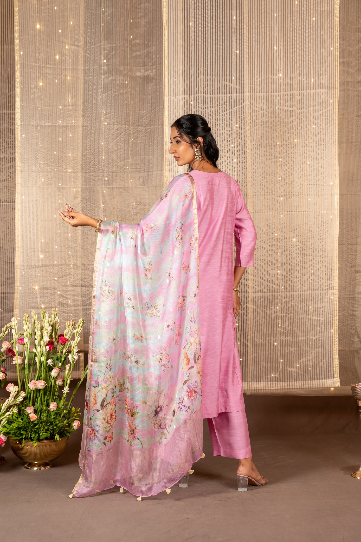 Ray Ethnic The Ira Cotton Silk Slub Set of Three with Kota Silk Dupatta