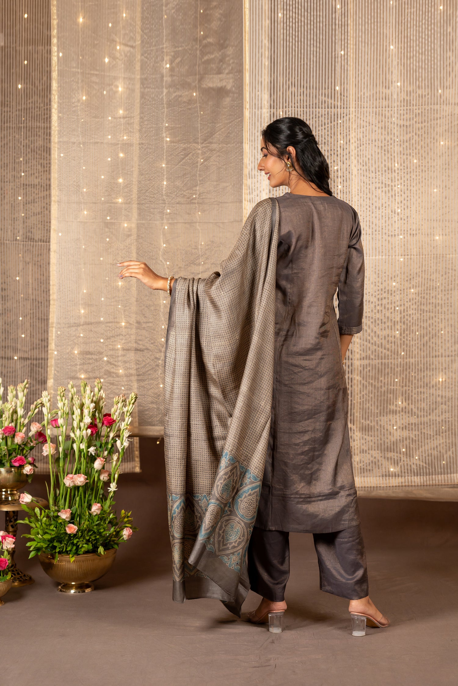 Ira Hand Block Print Tasar Dupatta | Ray Ethnic