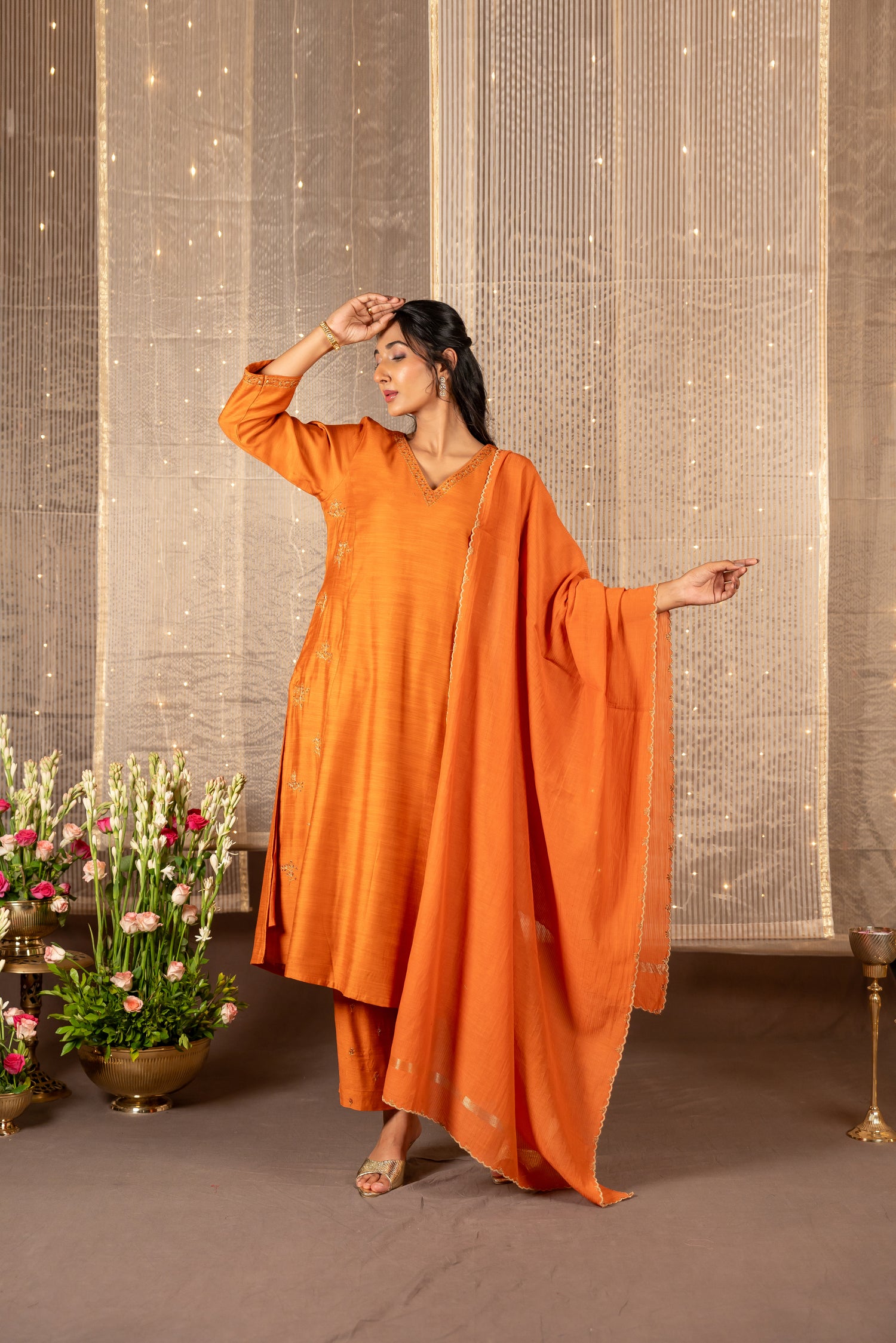 Ray Ethnic The Ira Rust Orange Set of Three with Khat Work
