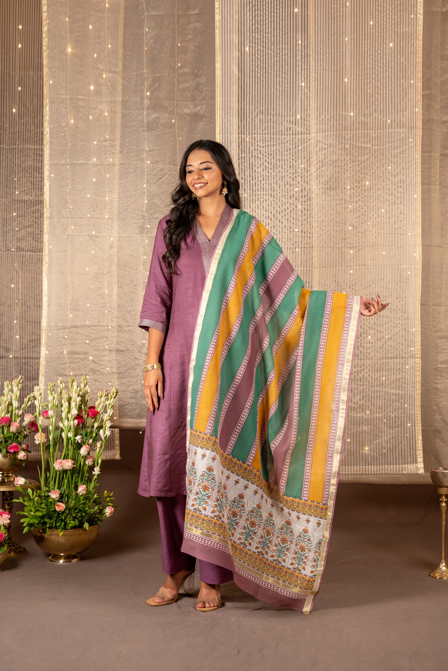 Ira Block Print Chanderi Silk Dupatta | Ray Ethnic