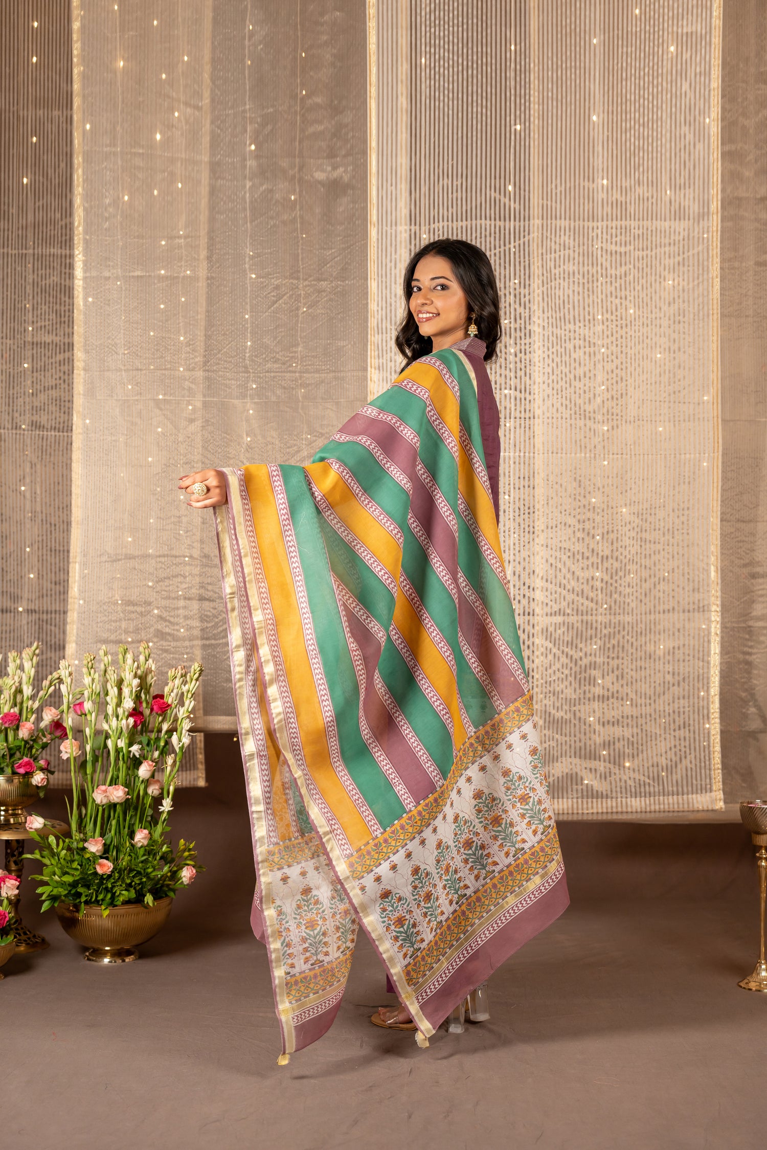 Ira Block Print Chanderi Silk Dupatta | Ray Ethnic