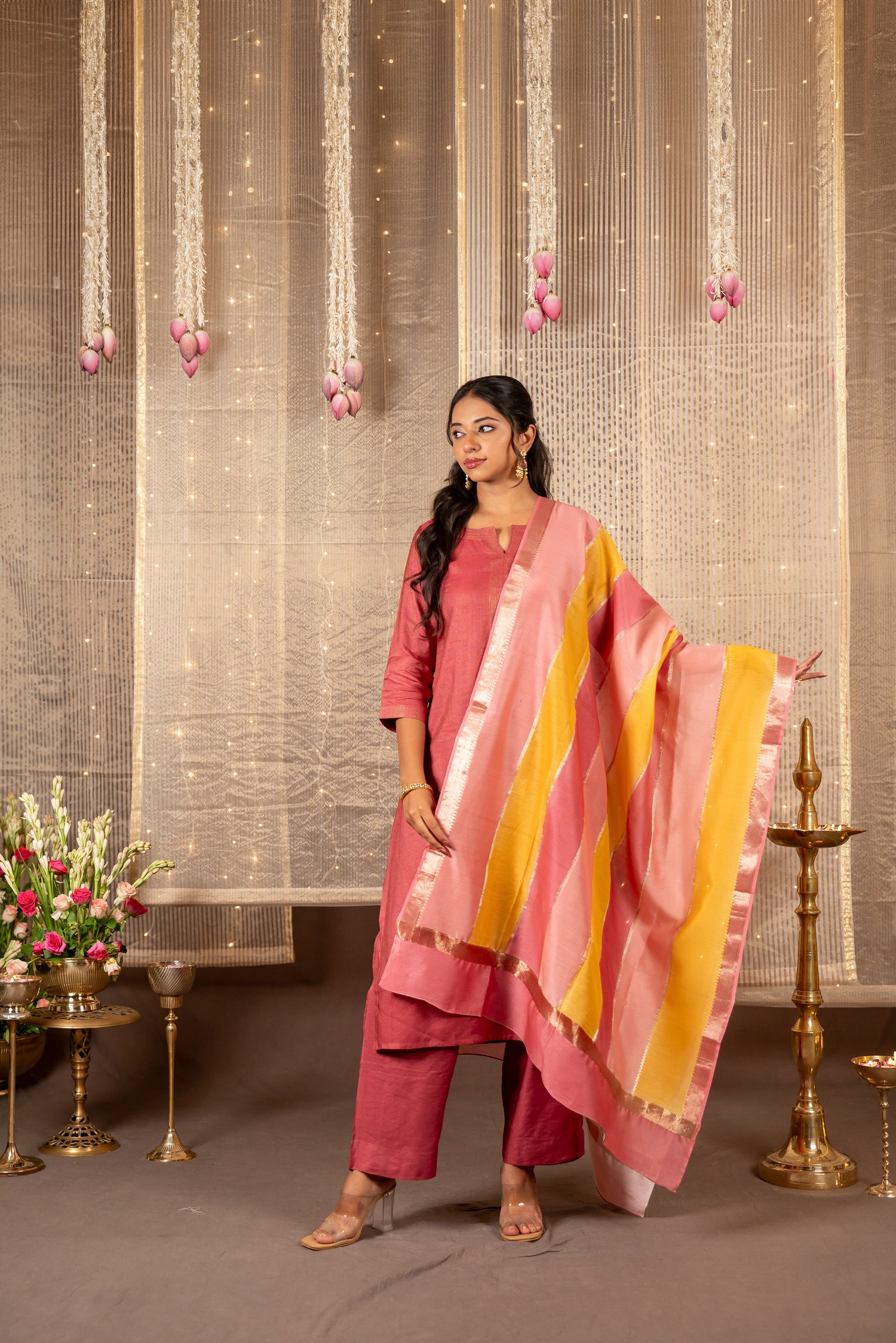 Chanderi Silk Blockprint Dupatta – The Ira Collection by Ray Ethnic