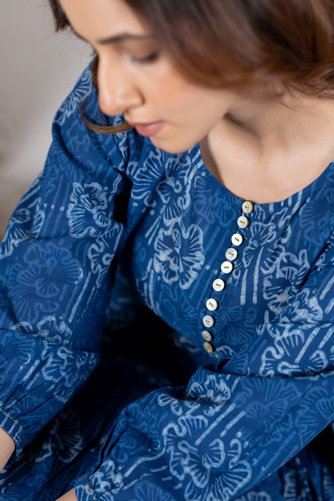 Dabu Block Print Indigo Kurta Co-ord Set - Kai
