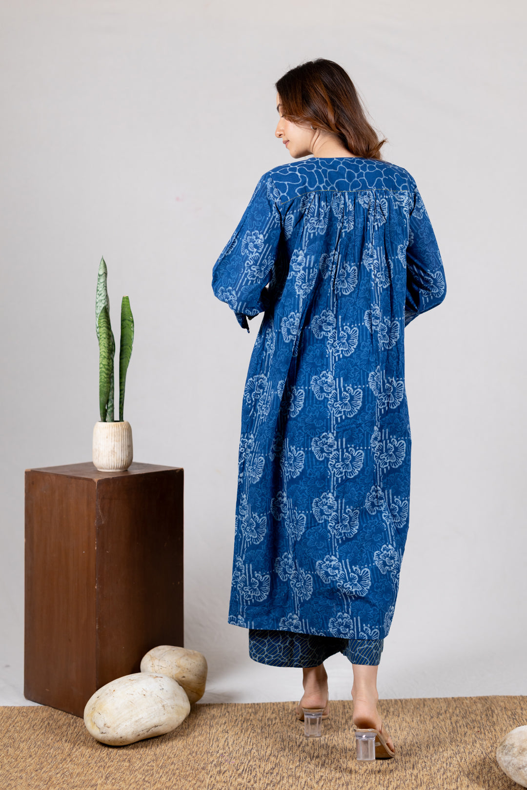 Dabu Block Print Indigo Kurta Co-ord Set - Kai
