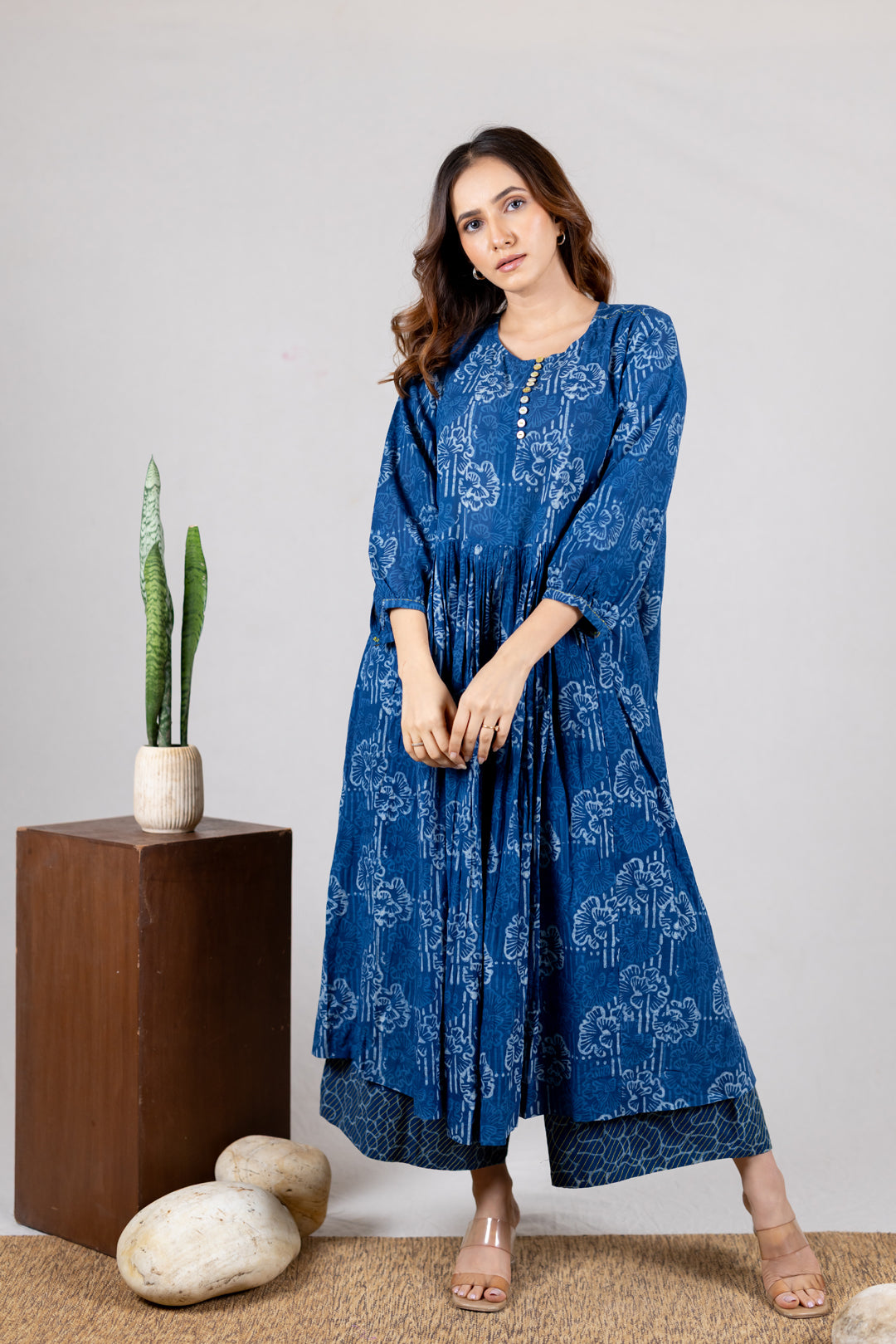 Dabu Block Print Indigo Kurta Co-ord Set - Kai