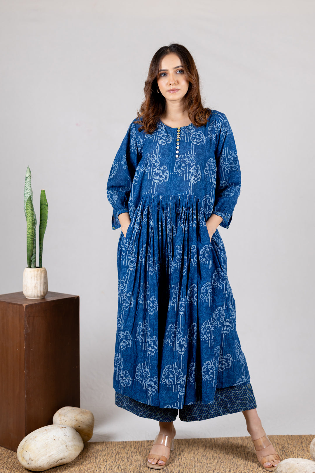 Dabu Block Print Indigo Kurta Co-ord Set - Kai
