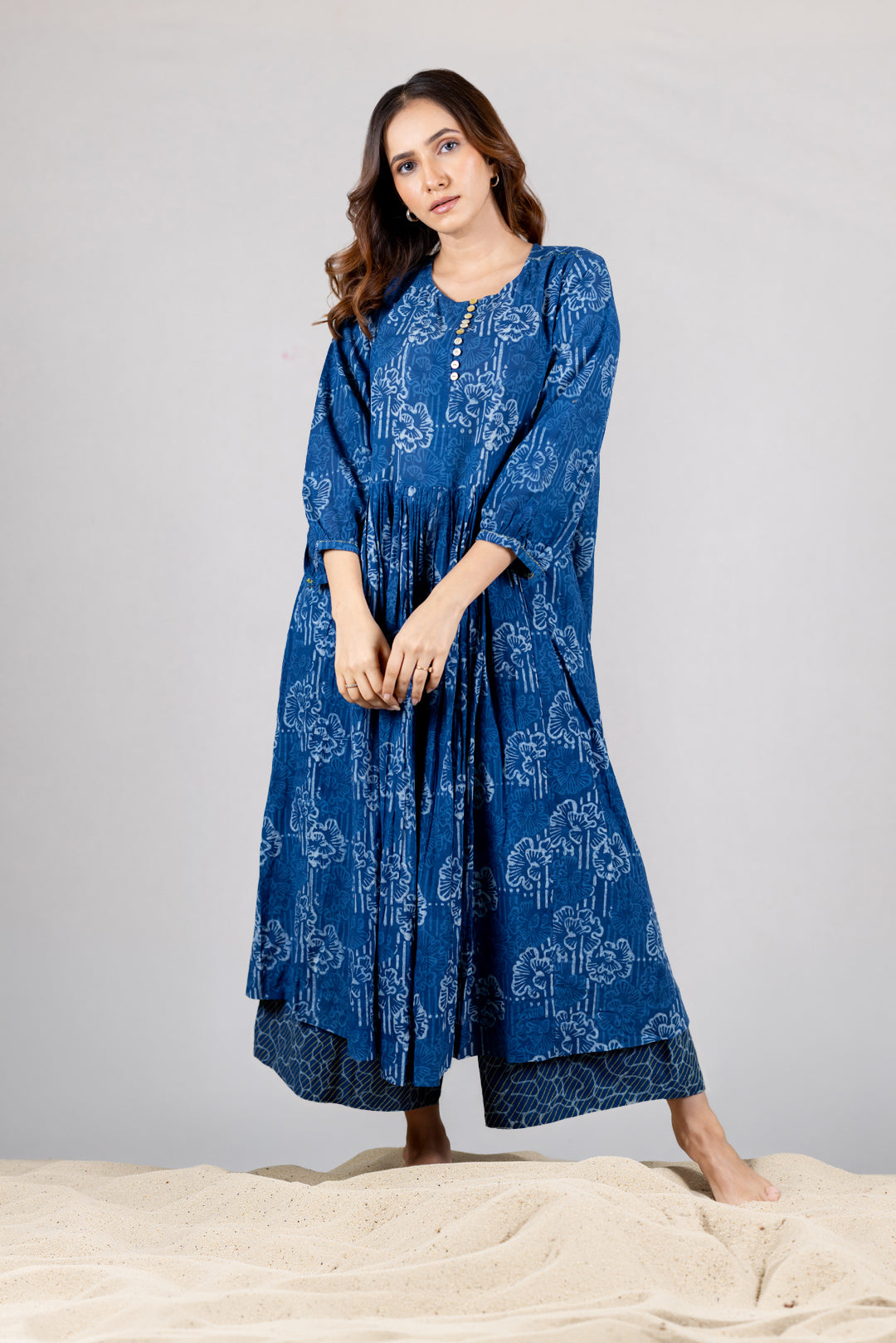 Dabu Block Print Indigo Kurta Co-ord Set - Kai