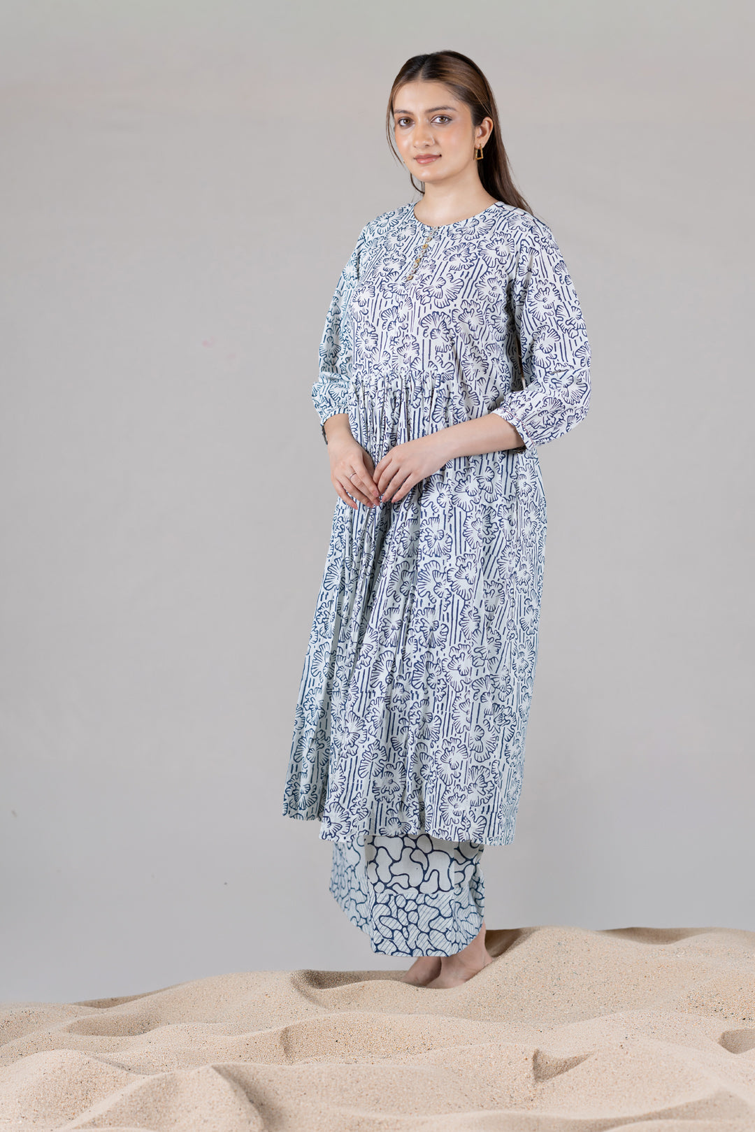 Dabu Block Print Off White Kurta Co-ord Set - Kai