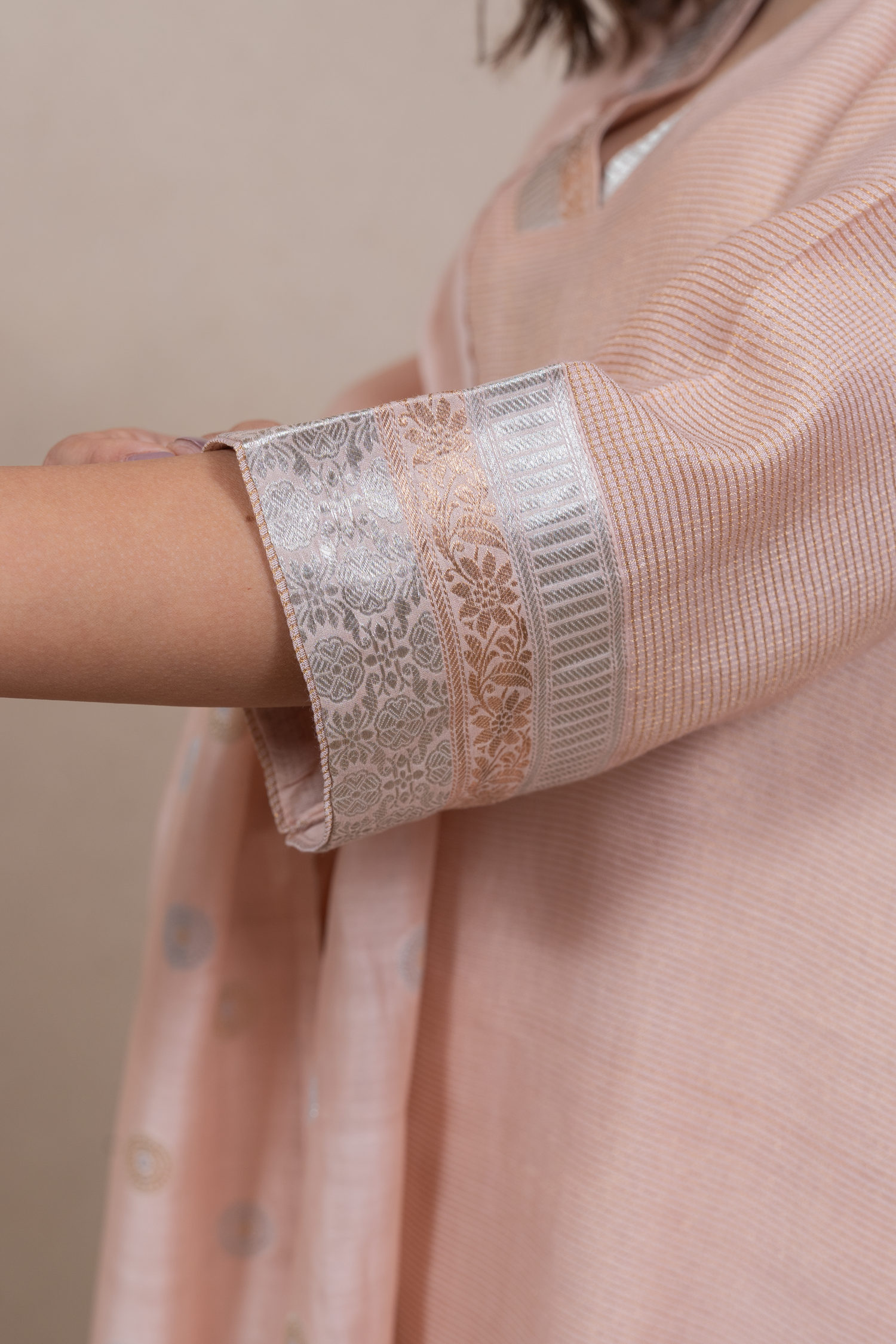 Raysham Pink Embroidered Tissue Silk Set of 2 | Ray-ethnic