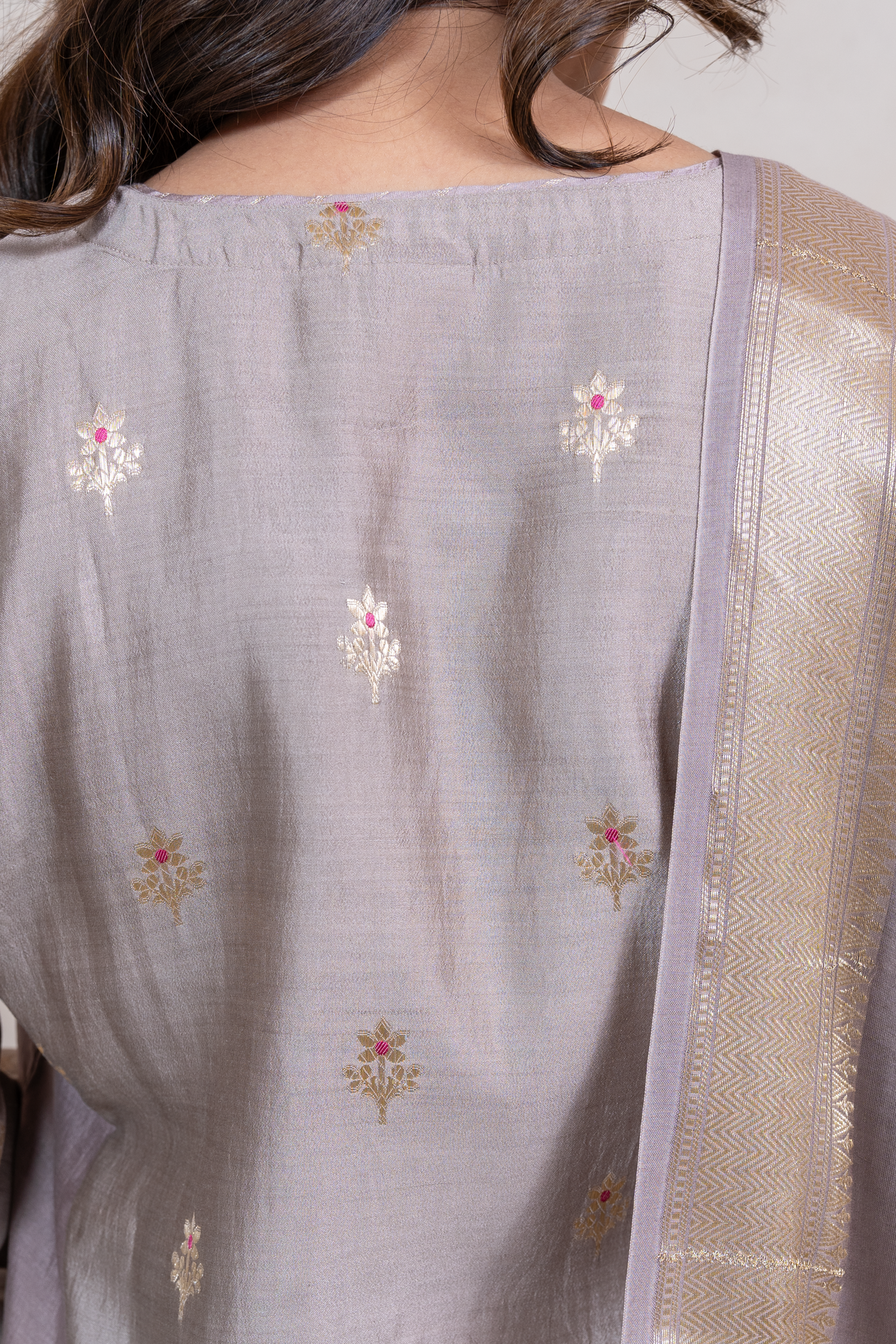 Raysham Beige Embroidered Silk set of 3 | Ray-ethnic
