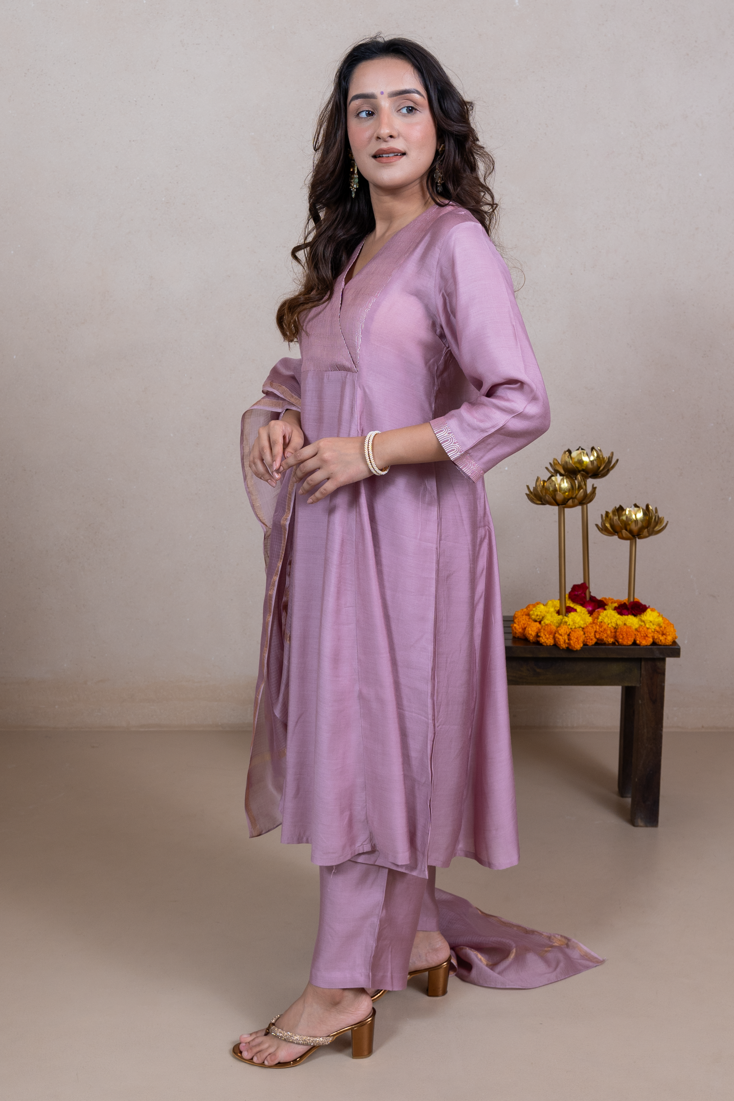 Raysham Light Pink Plain Cotton Silk Set of 3 | Ray-ethnic