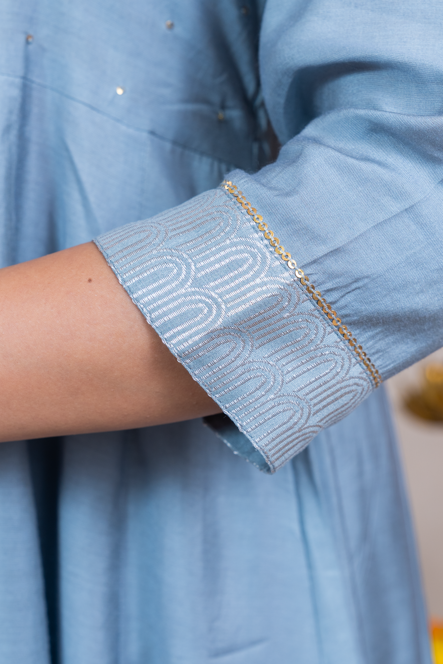 Raysham Silver Light Blue Plain Cotton Silk Set of 3 | ray-ethnic