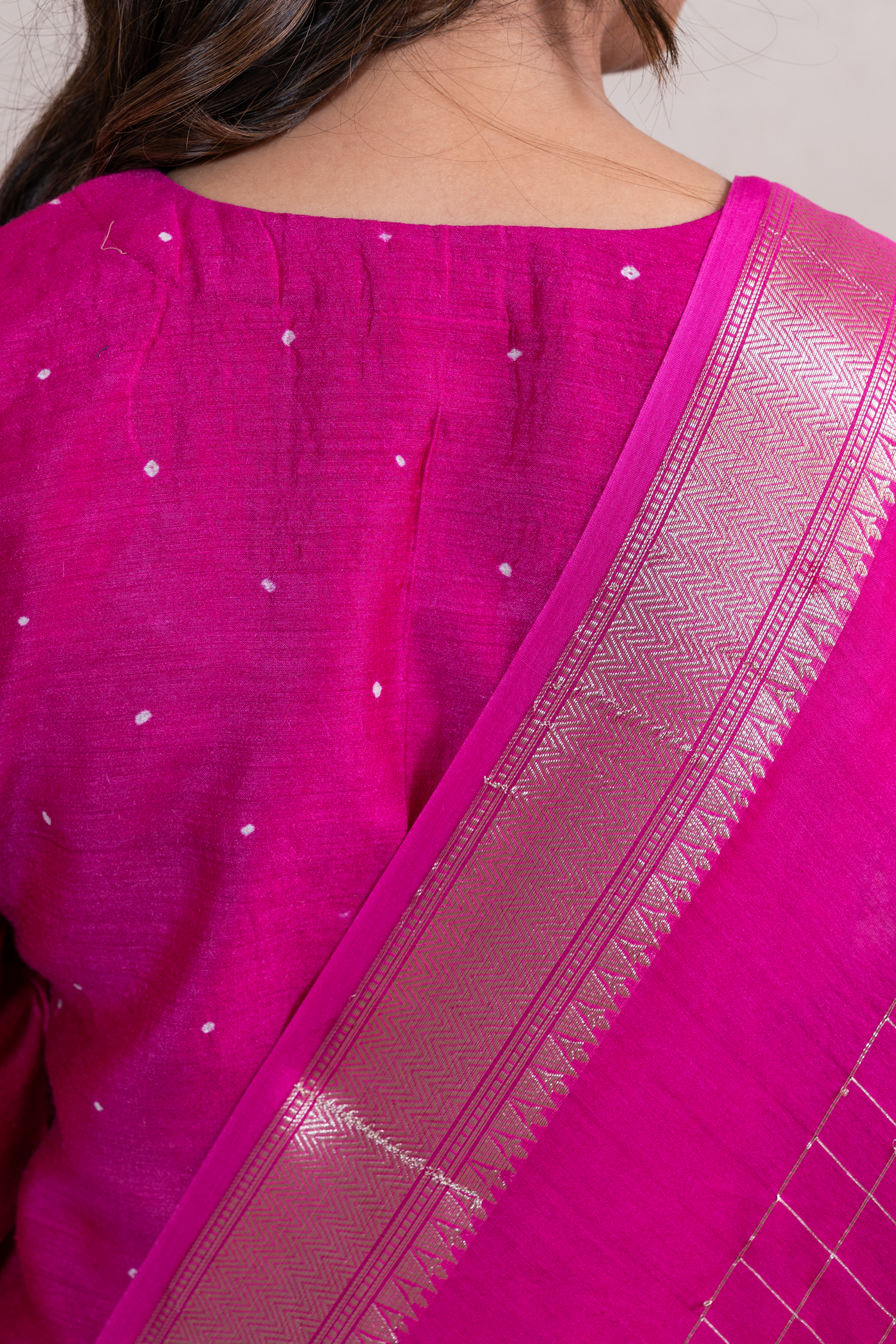 Raysham Rani Pink Bandhani Tusser Silk Set of 3 | Ray-ethnic