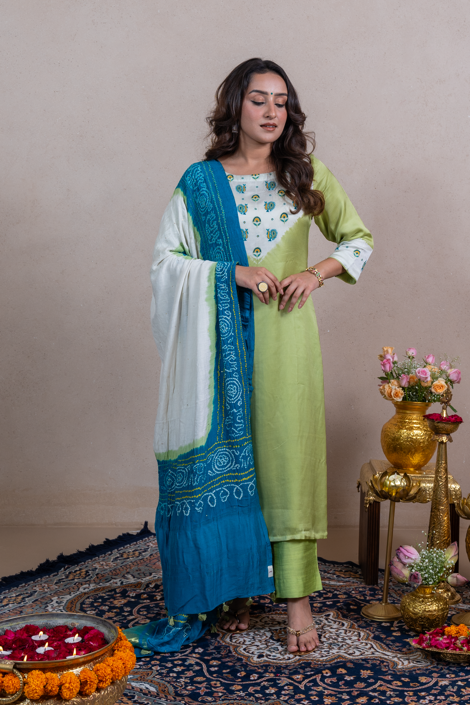 Raysham Green Bandhani Modal Set of 3 | Ray-ethnic