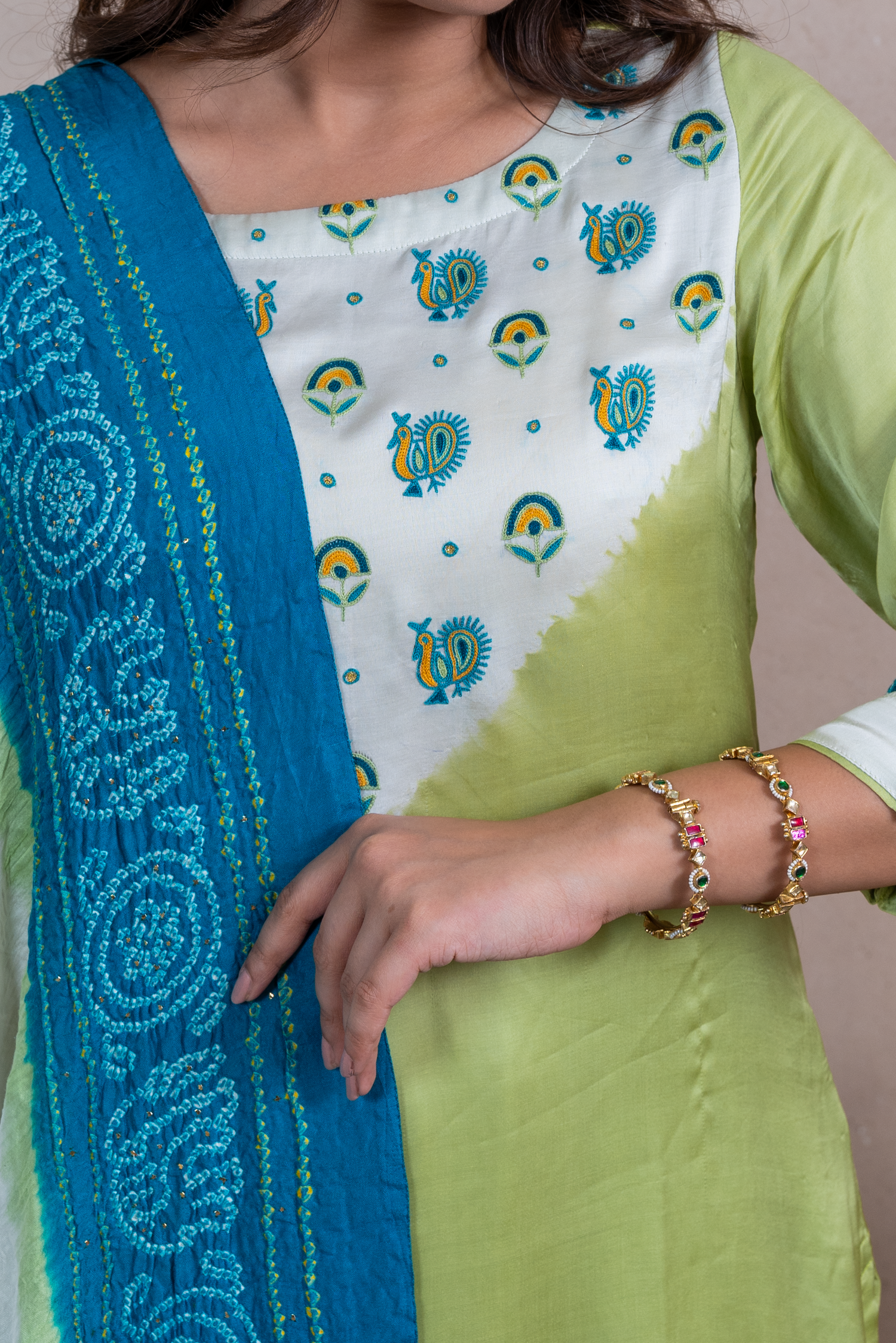 Raysham Green Bandhani Modal Set of 3 | Ray-ethnic
