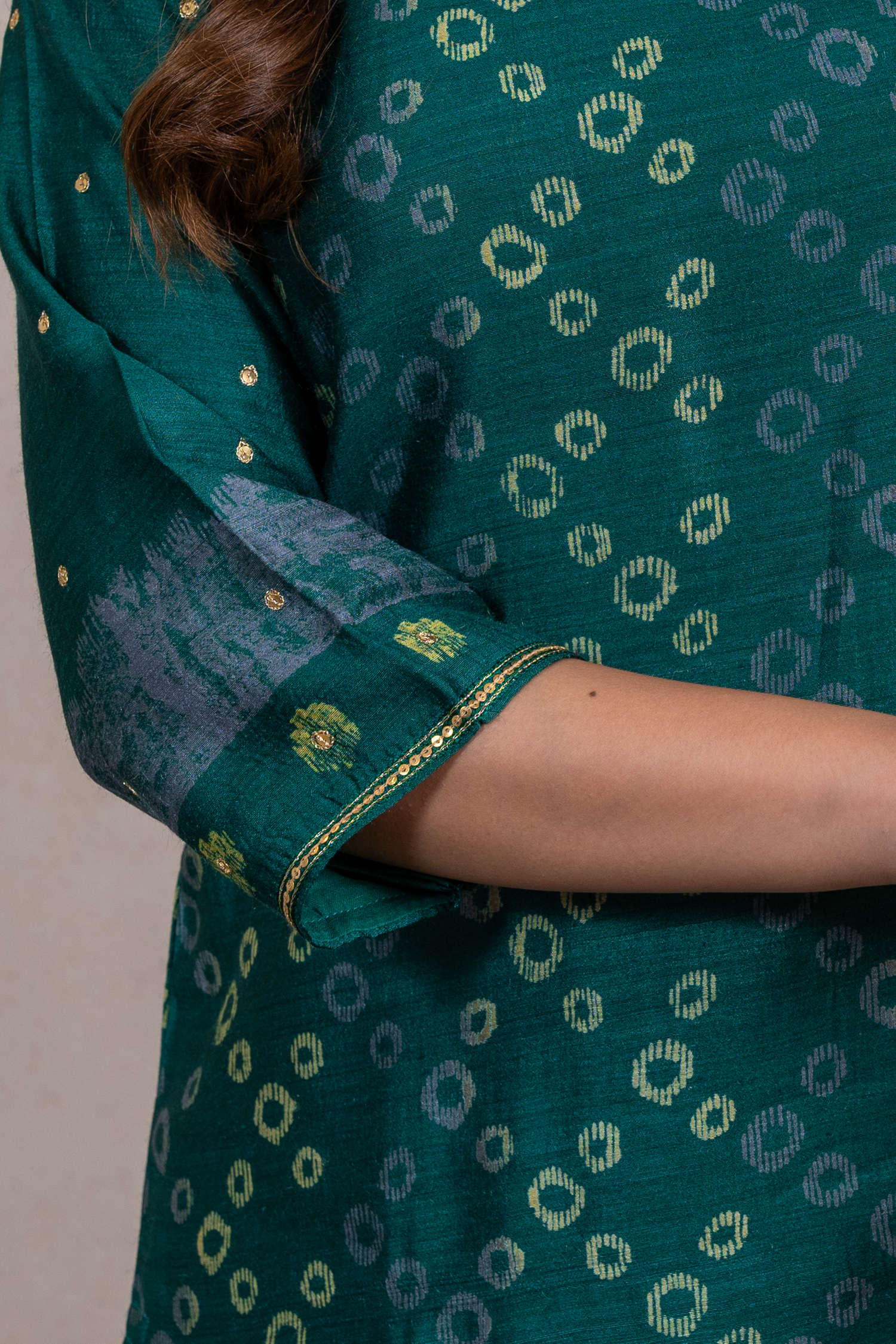 Raysham Green Block Printed Munga Silk Set of 3 | Ray-ethnic