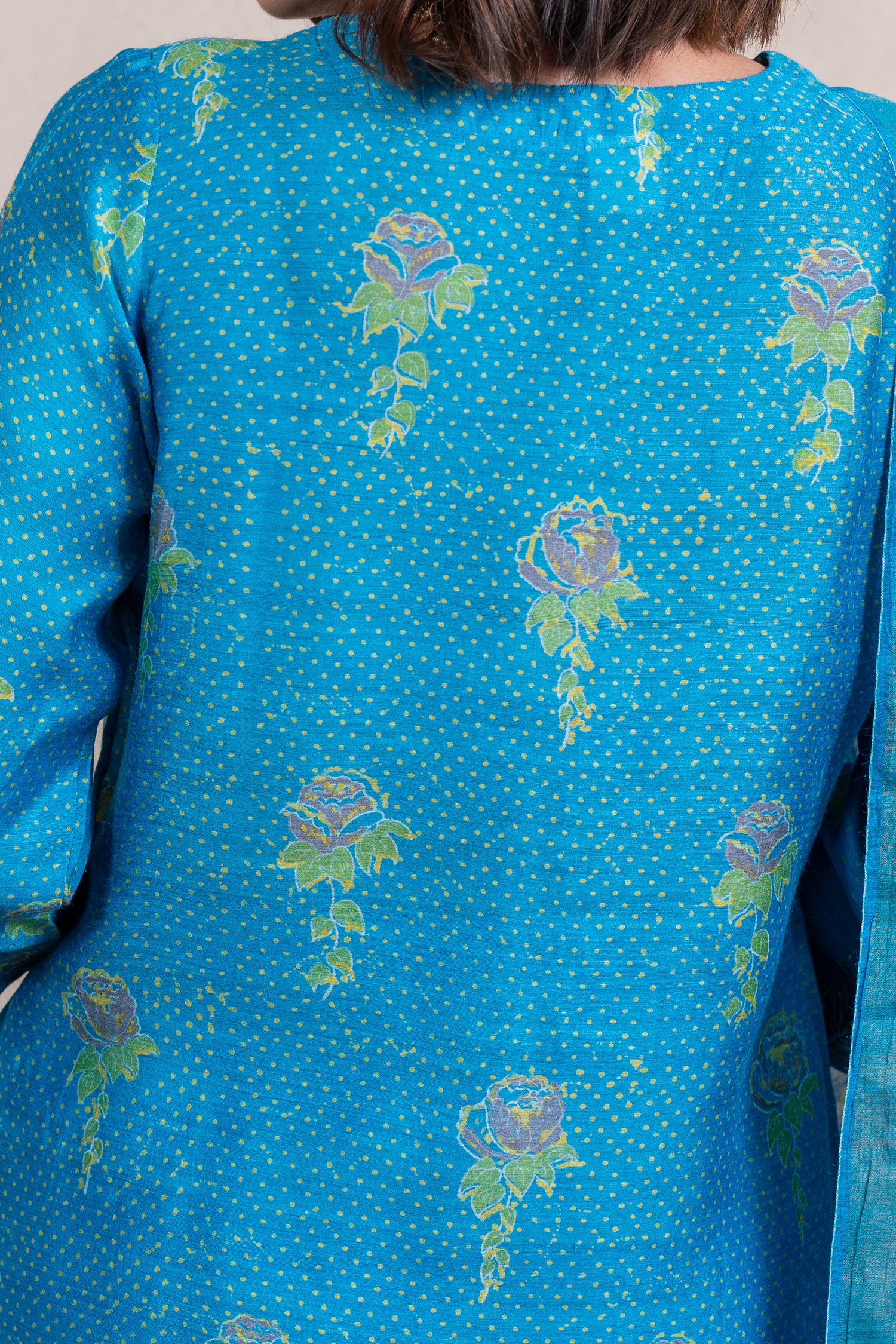 Raysham Blue Block Printed Munga Silk Set of 3 | Ray-ethnic