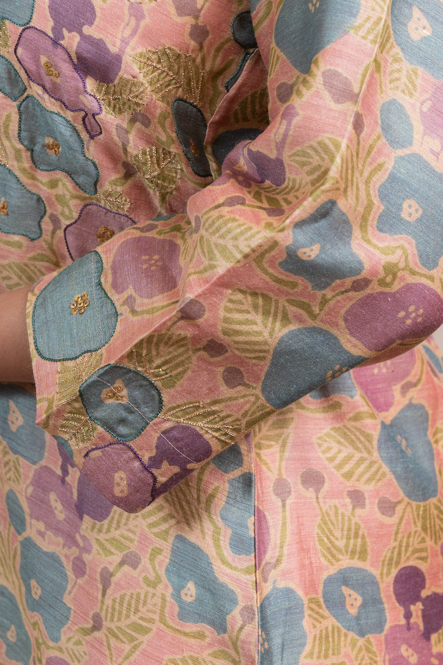 Raysham Peach Printed Munga Silk Set of 3 | Ray-ethnic