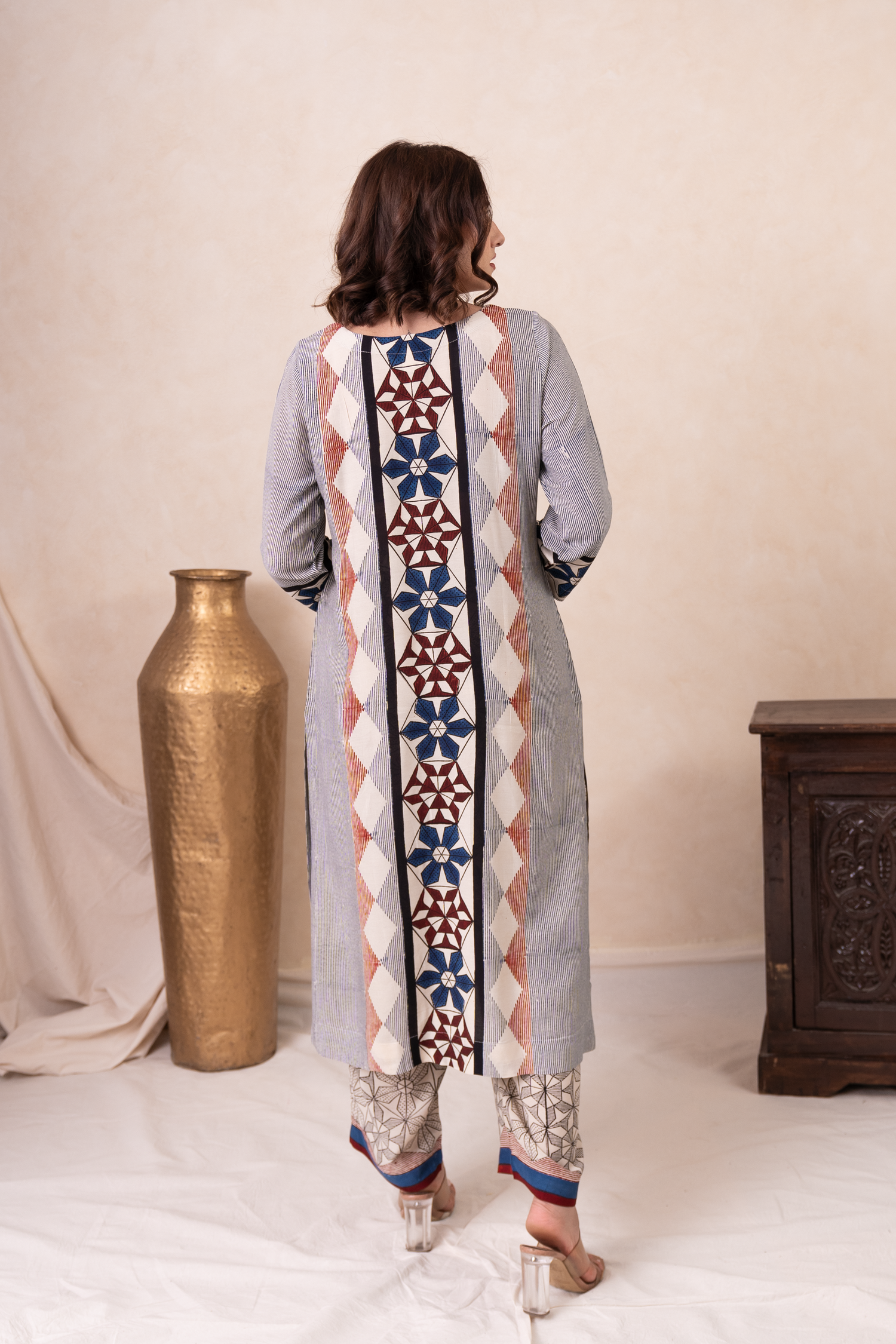 Aakruti Cream Ajarakh Modal Set of 2 | Ray-ethnic