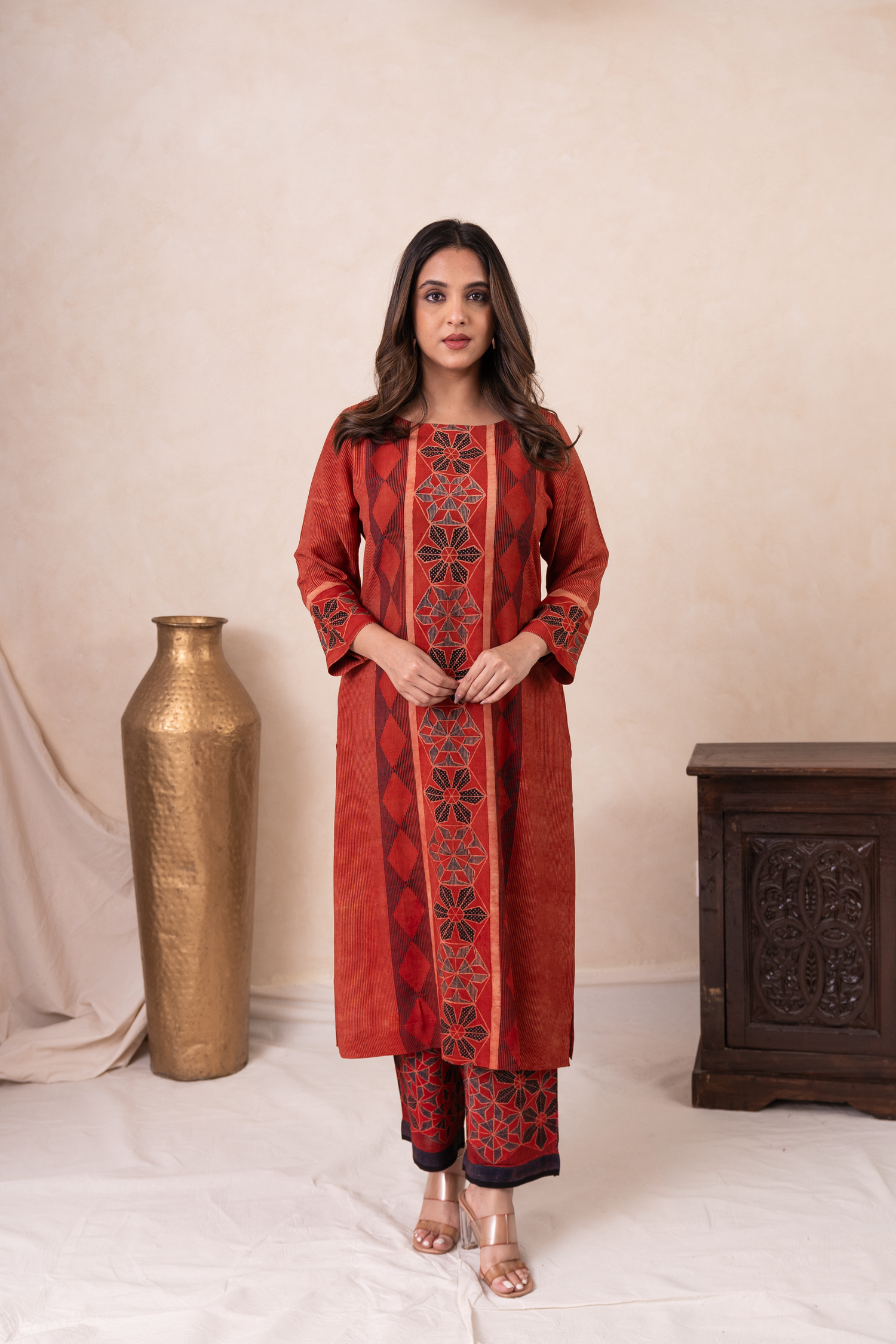 Aakruti Maroon Ajarakh Modal Set of 2 | Ray-ethnic