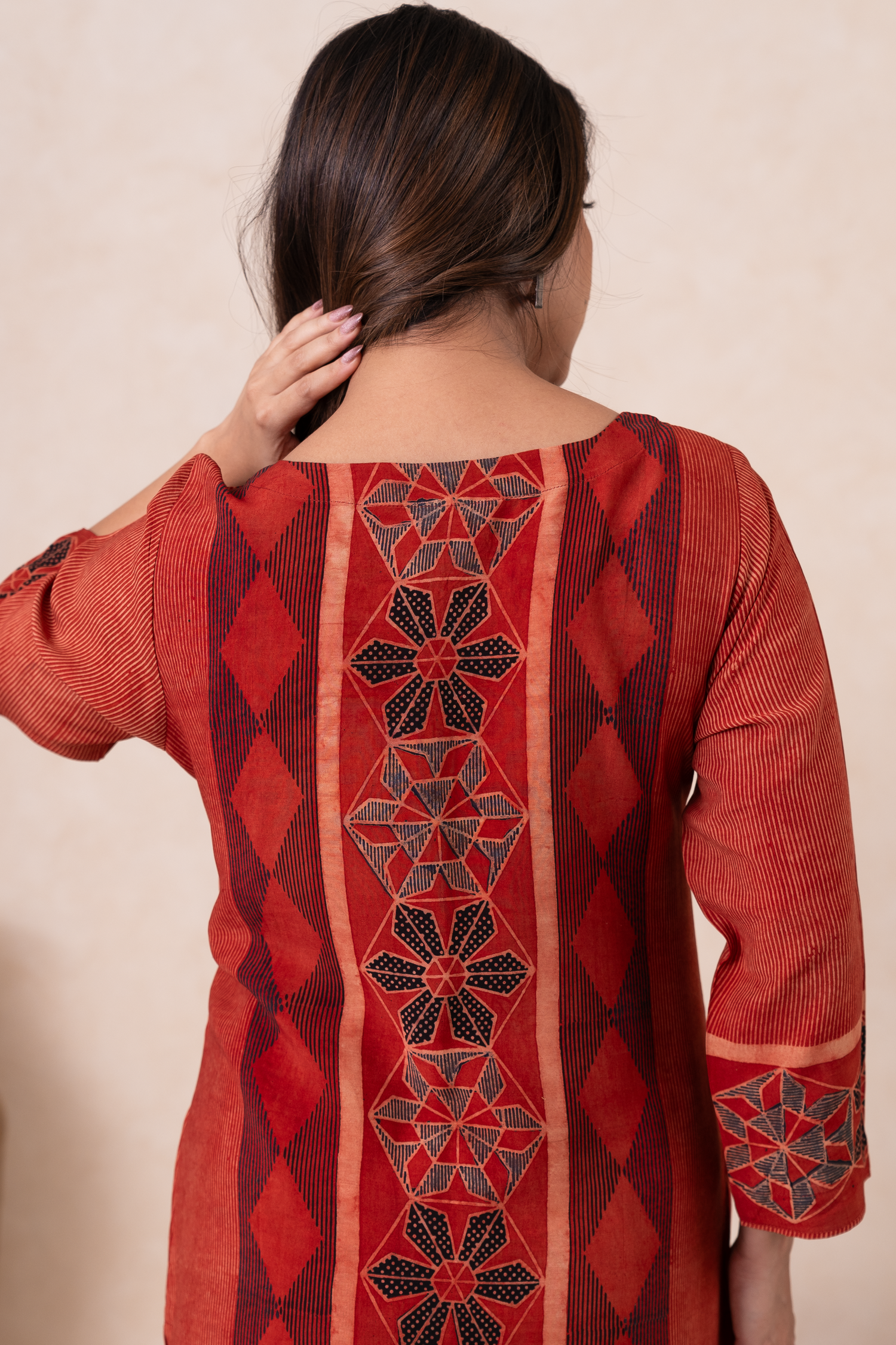 Aakruti Maroon Ajarakh Modal Set of 2 | Ray-ethnic