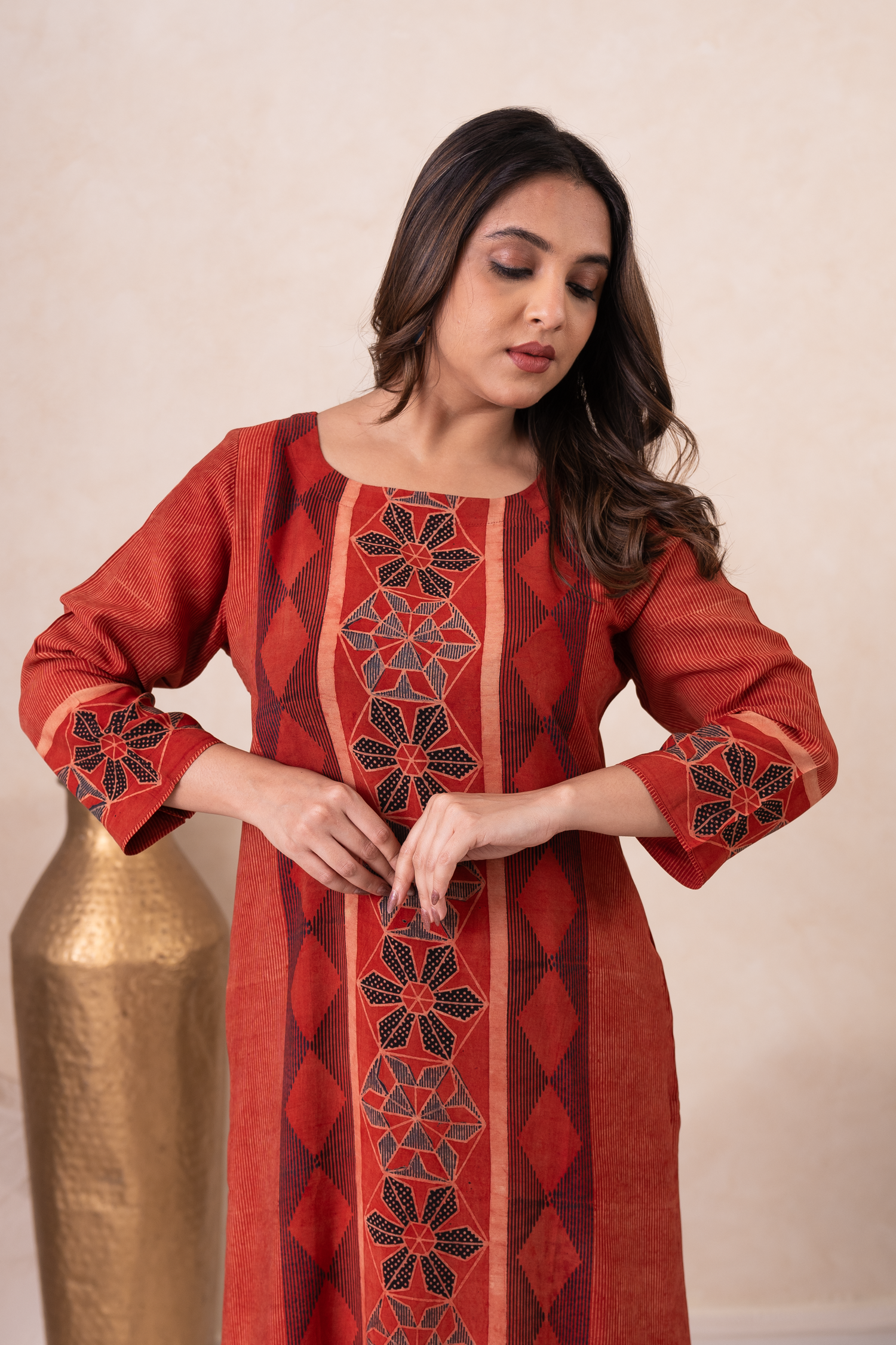 Aakruti Maroon Ajarakh Modal Set of 2 | Ray-ethnic