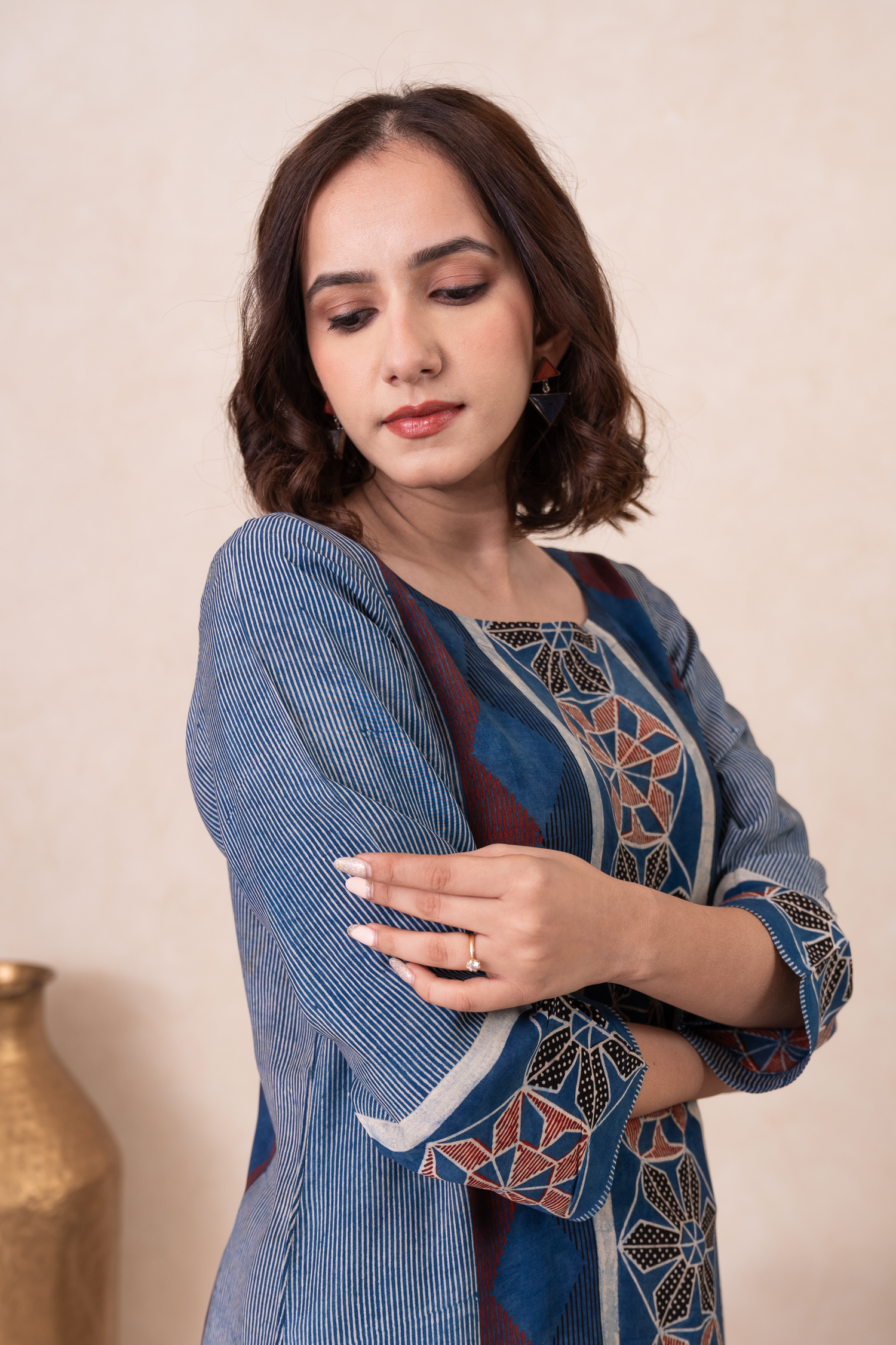 Aakruti Indigo Ajarakh Modal Set of 2 | Ray-ethnic