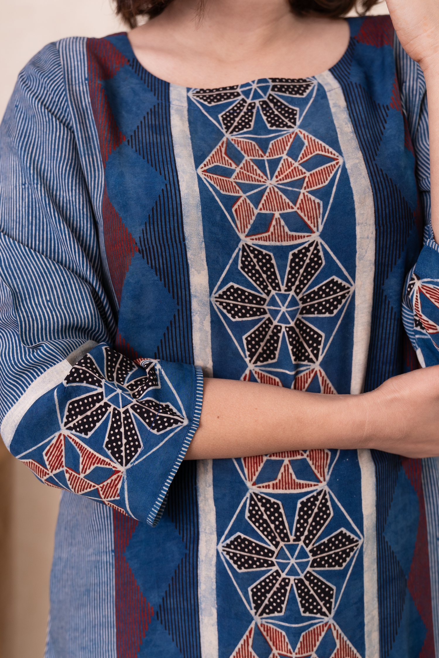 Aakruti Indigo Ajarakh Modal Set of 2 | Ray-ethnic