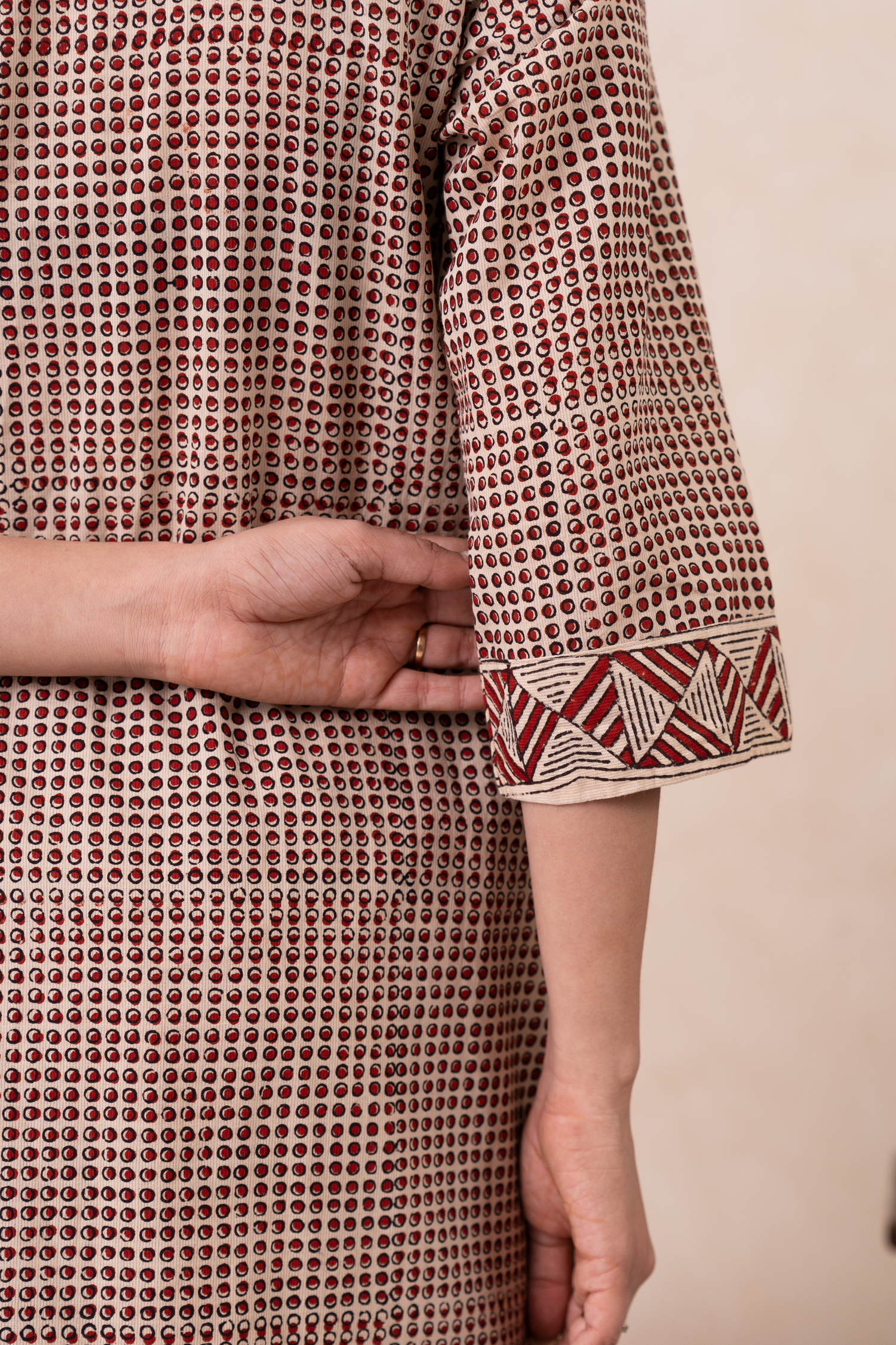 Aakruti Rust Ajarakh Cotton Kurta | Ray-ethnic