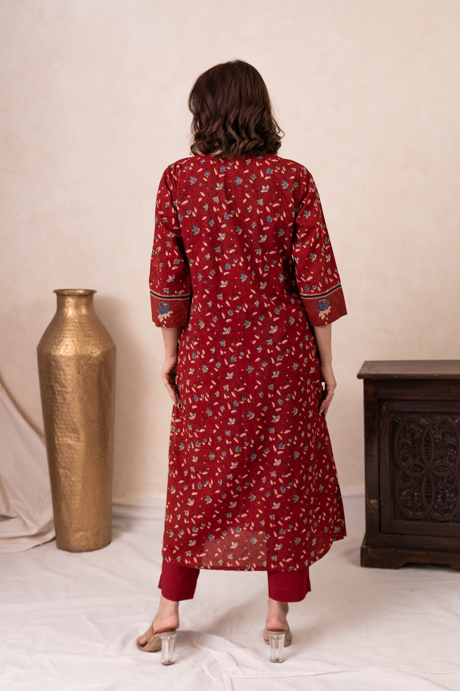 Aakruti Maroon Ajarakh Cotton Kurta | Ray-ethnic