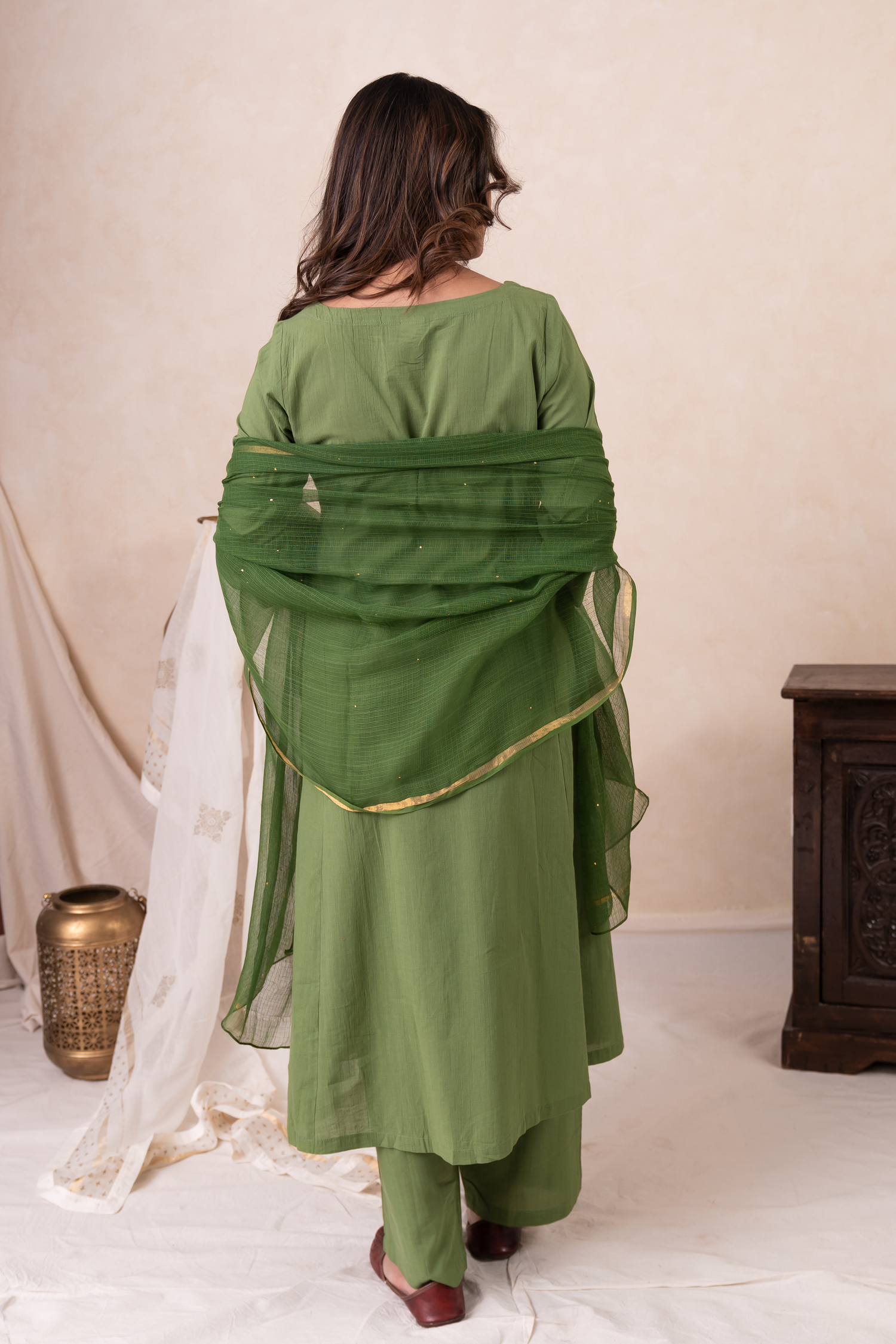 Aakruti Green Sequins Cotton Set of 3 | Ray-ethnic