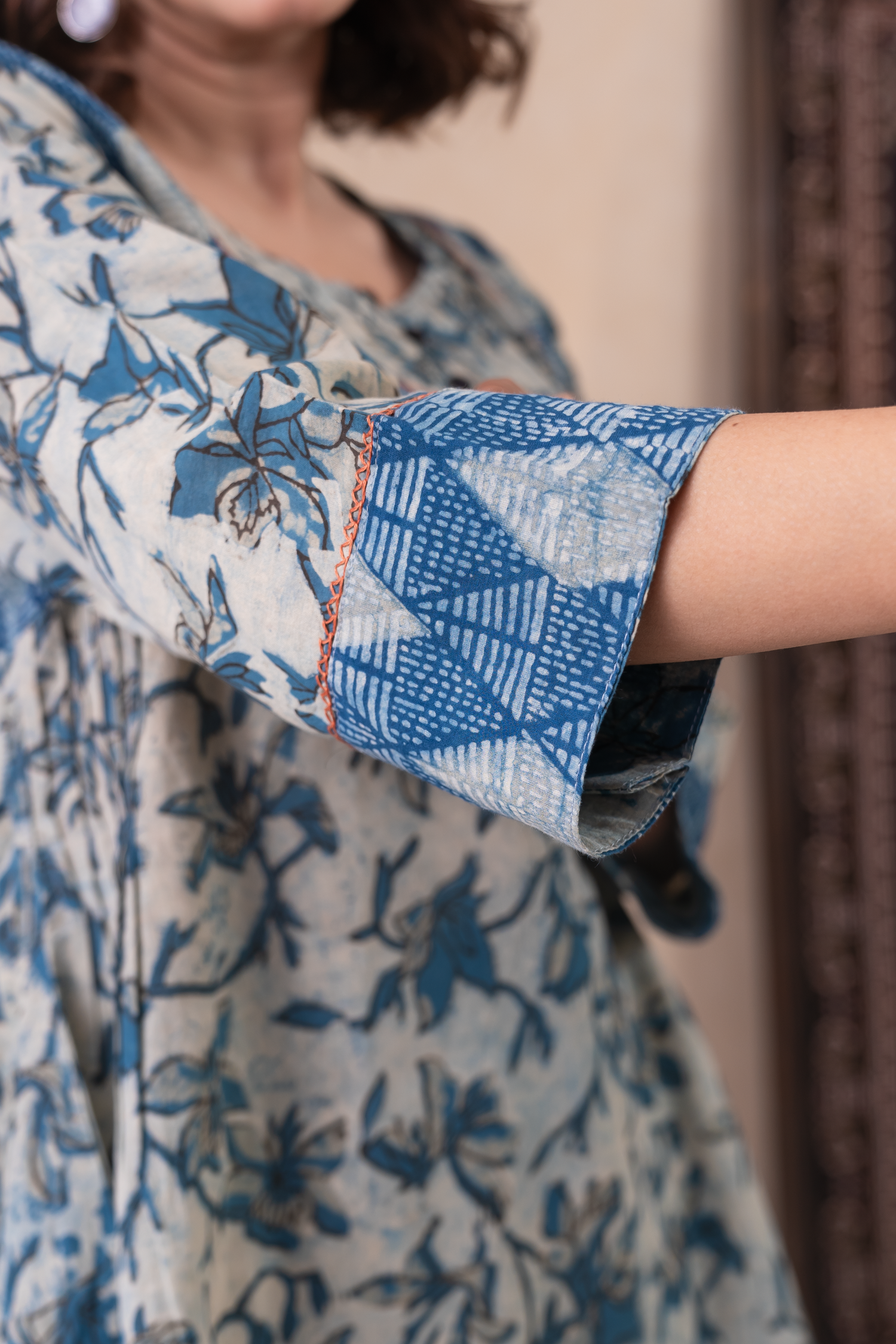 Aakruti Blue Dabu Cotton Top | Ray-ethnic