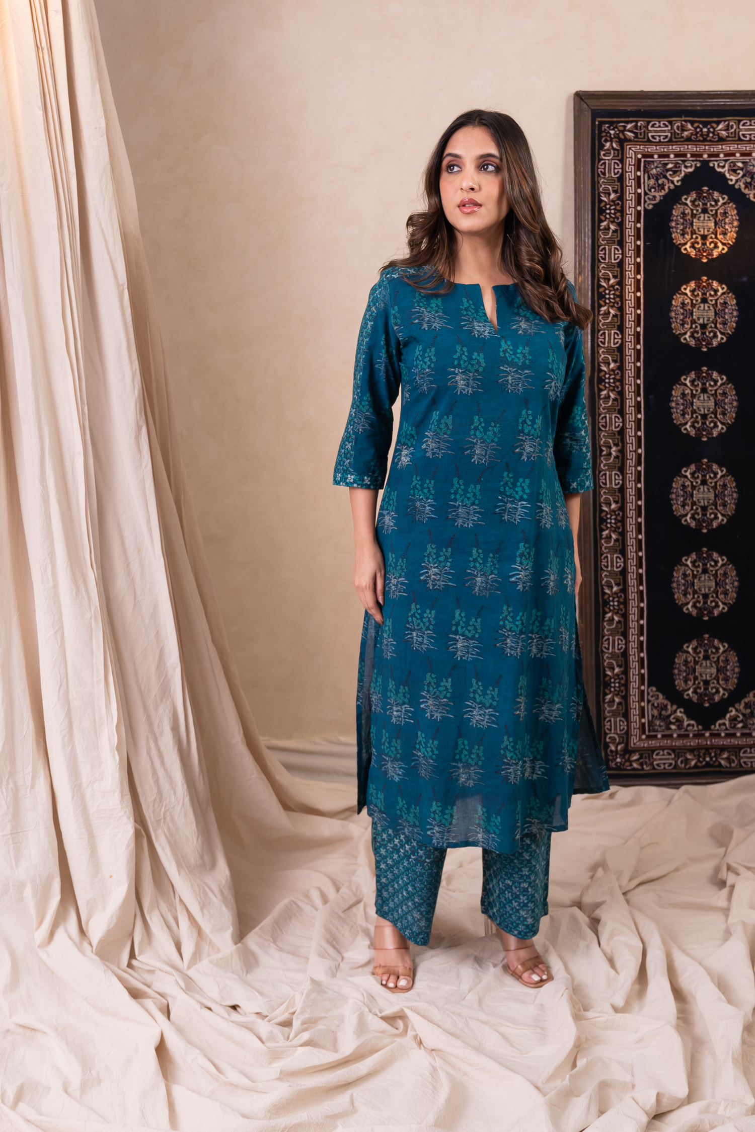 Aakruti Rama Green Dabu Cotton Set of 2 | Ray-ethnic