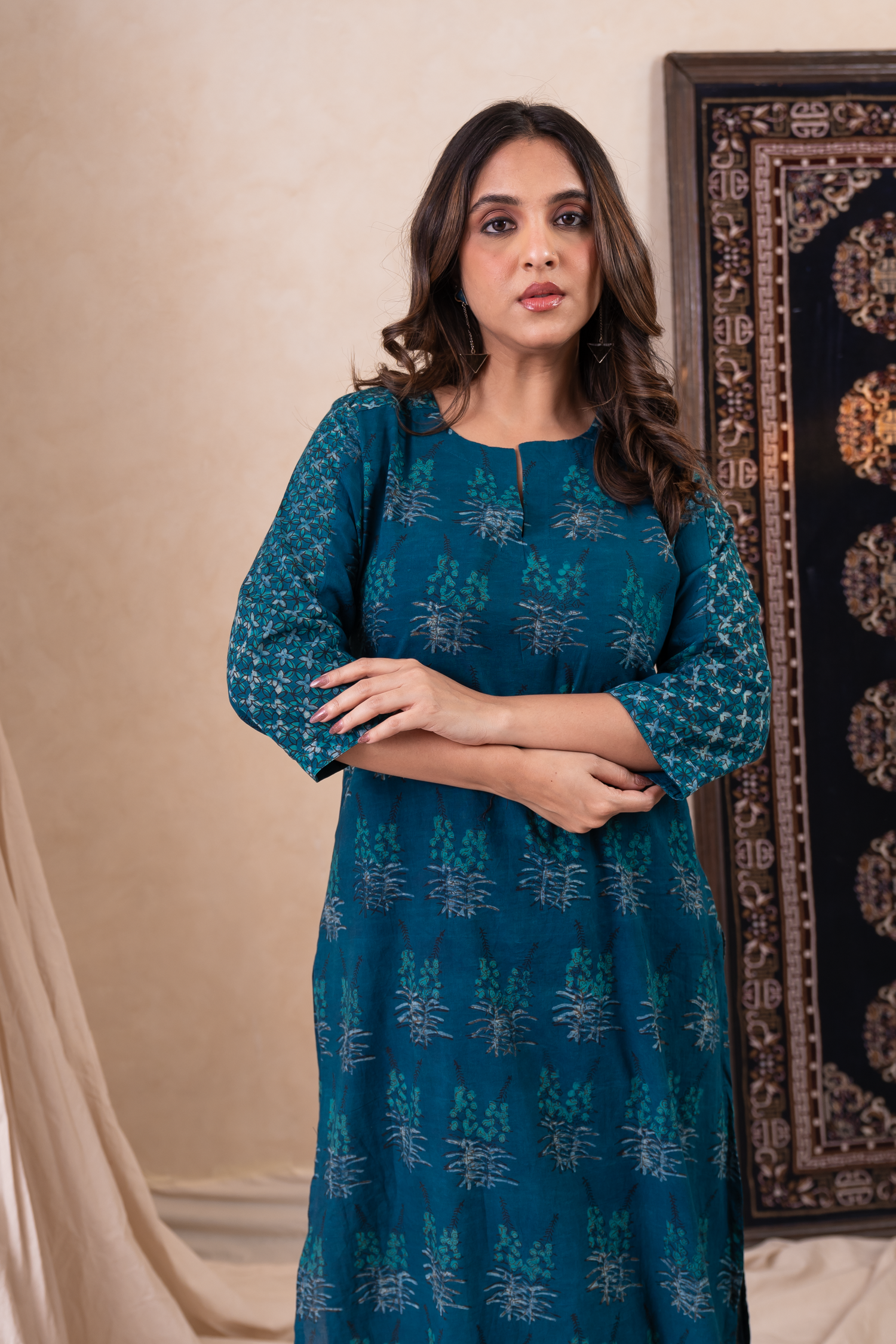 Aakruti Rama Green Dabu Cotton Set of 2 | Ray-ethnic