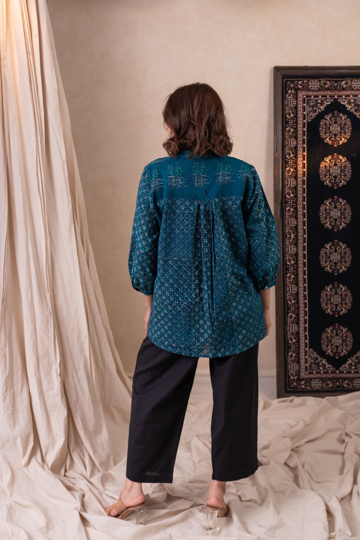 Aakruti Rama Green Dabu Cotton Top | Ray-ethnic