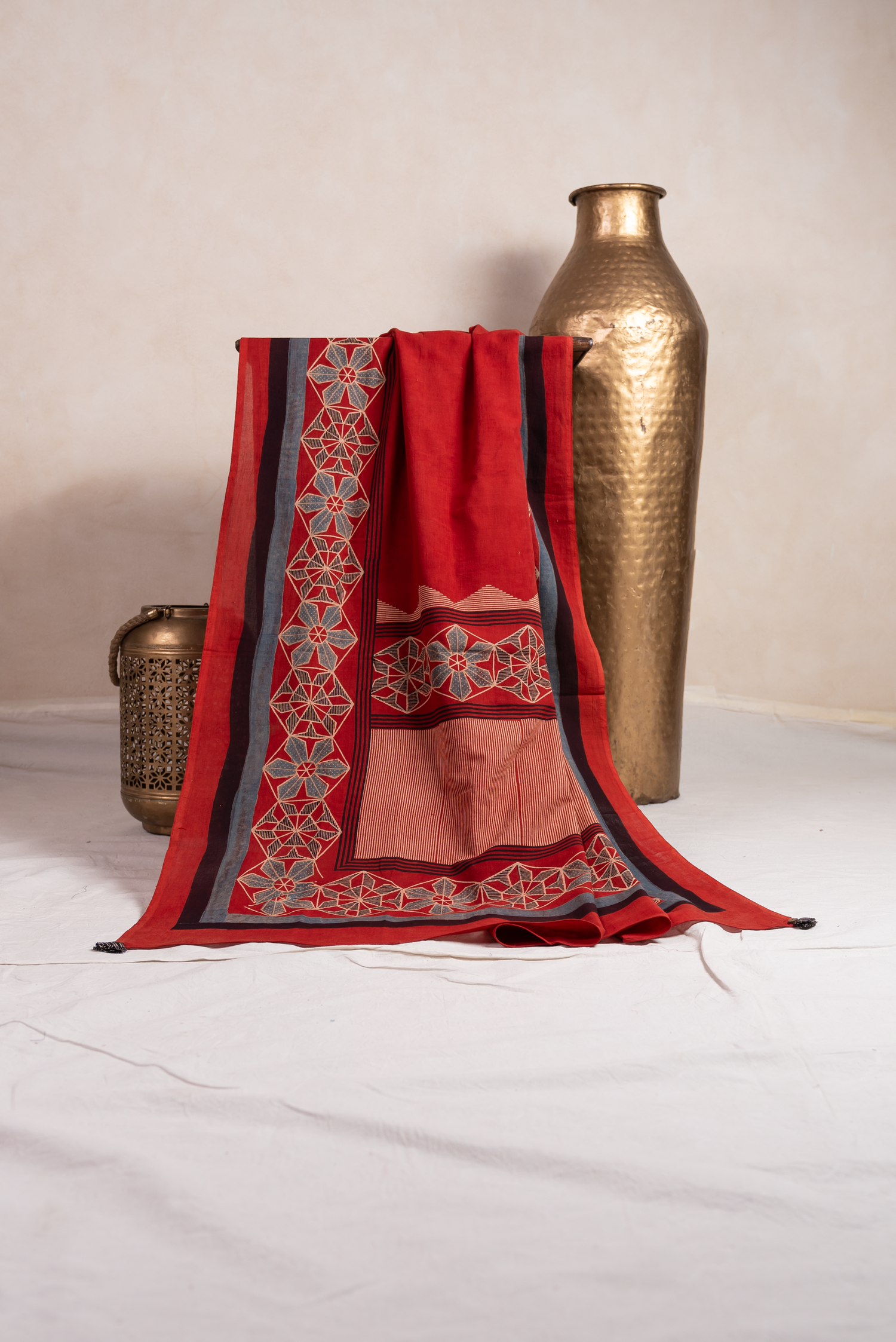 Aakruti Rust Ajarakh Cotton Dupatta | Ray-ethnic