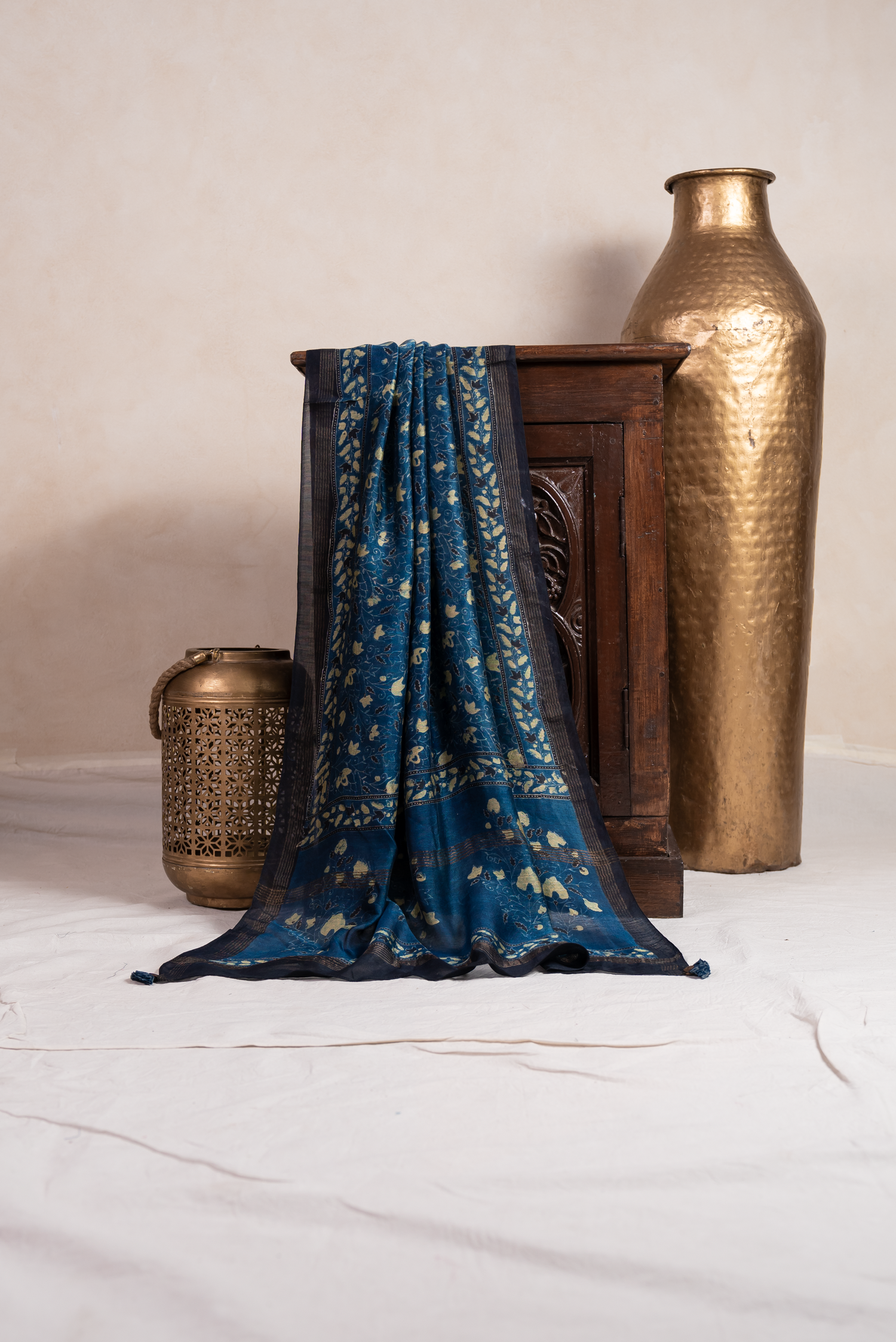 Aakruti Blue Ajarakh Silk Stole | Ray-ethnic