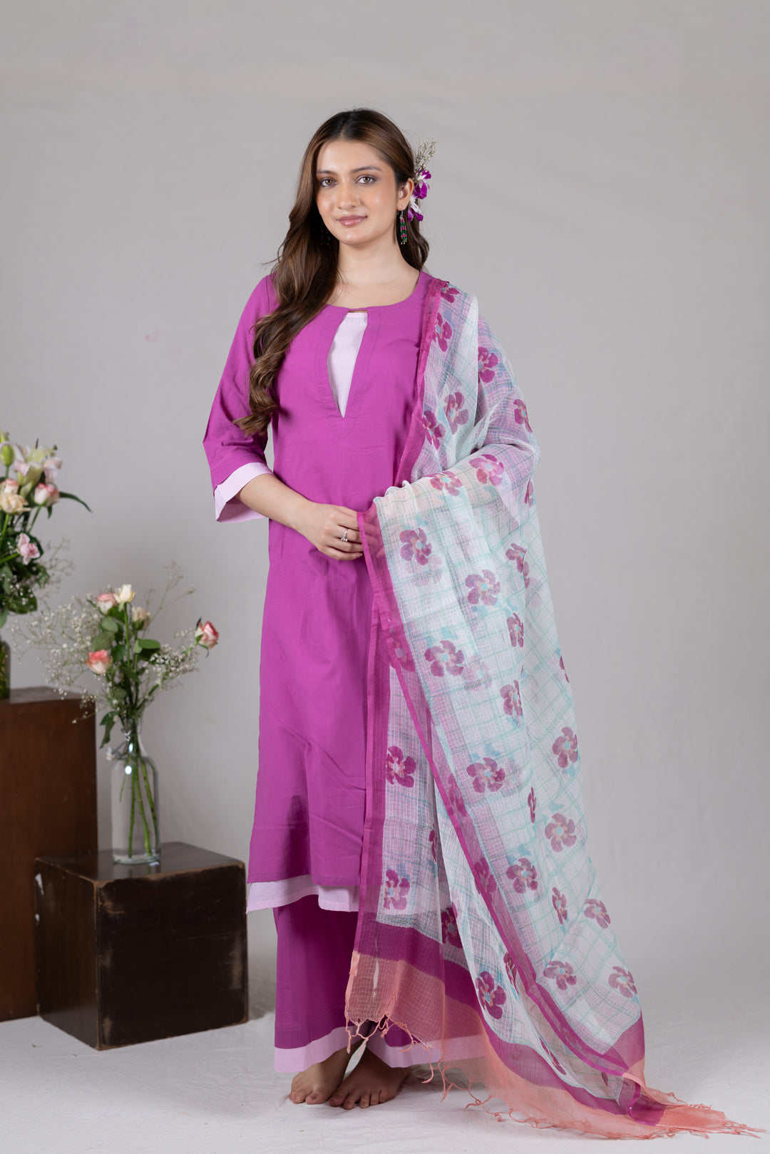 Kota Hand Block Print Dupatta in Multicolour by Ray Ethnic