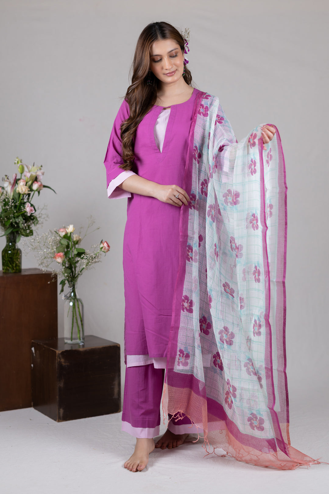 Kota Hand Block Print Dupatta in Multicolour by Ray Ethnic