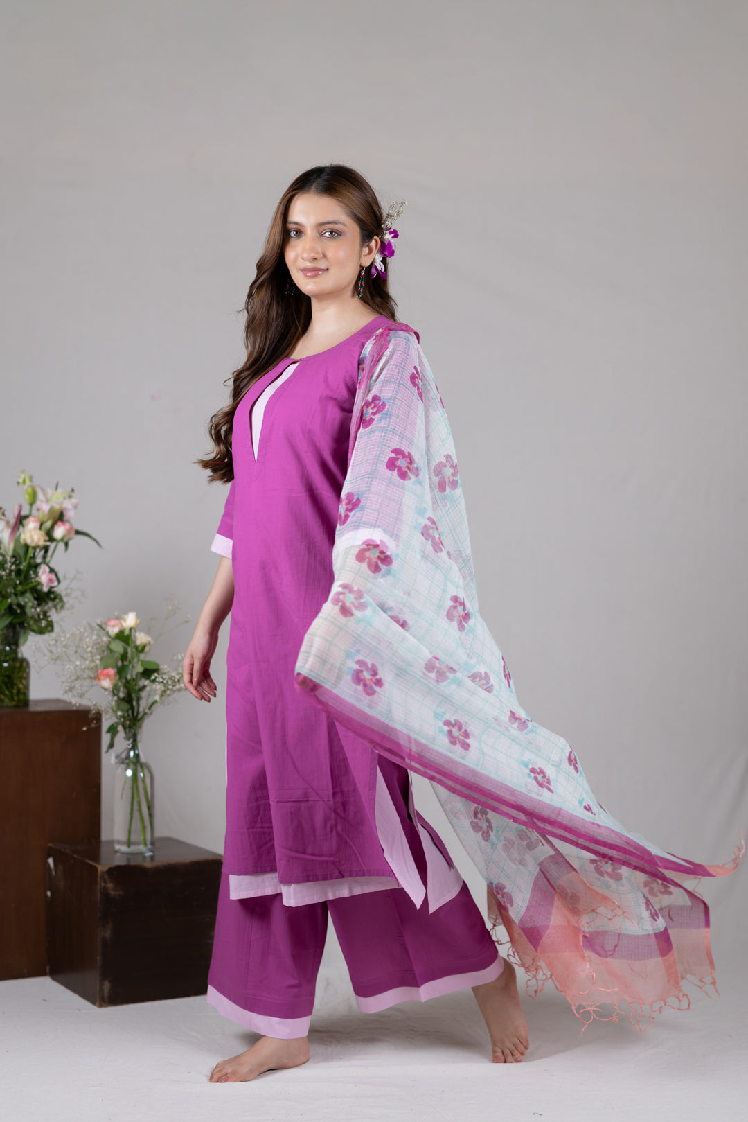 Kota Hand Block Print Dupatta in Multicolour by Ray Ethnic