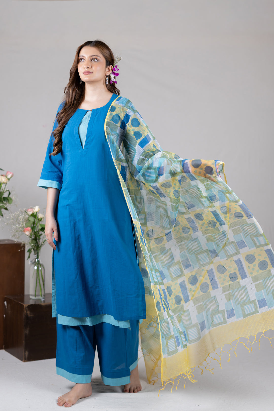 Handblock Print Kota Dupatta in Multicolour by Ray Ethnic