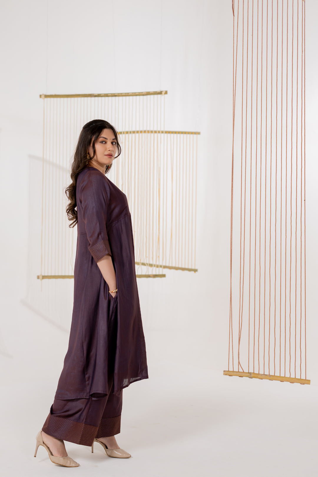 Brown Cotton Silk Kurta Set of 2 - Dhaaga