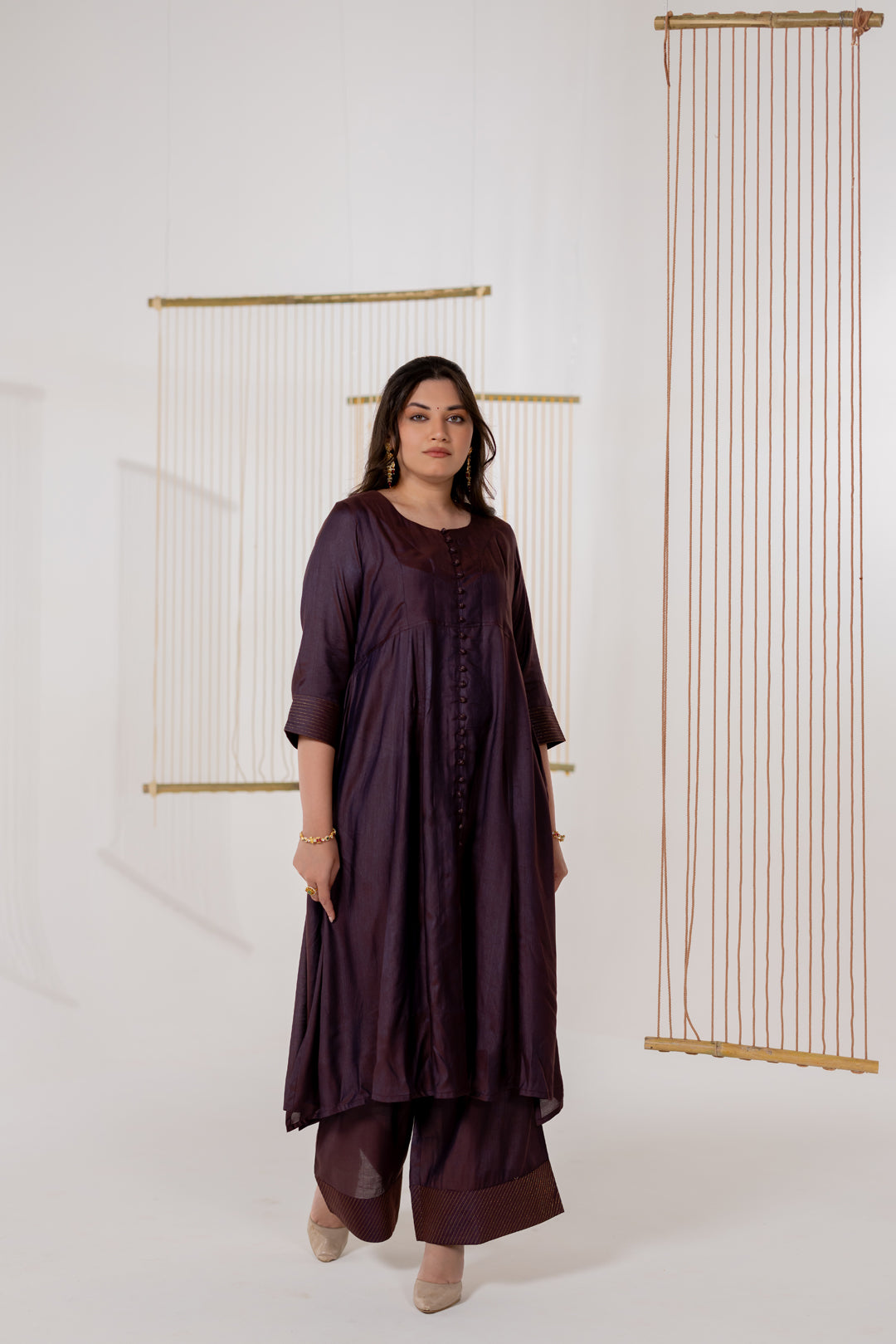 Brown Cotton Silk Kurta Set of 2 - Dhaaga