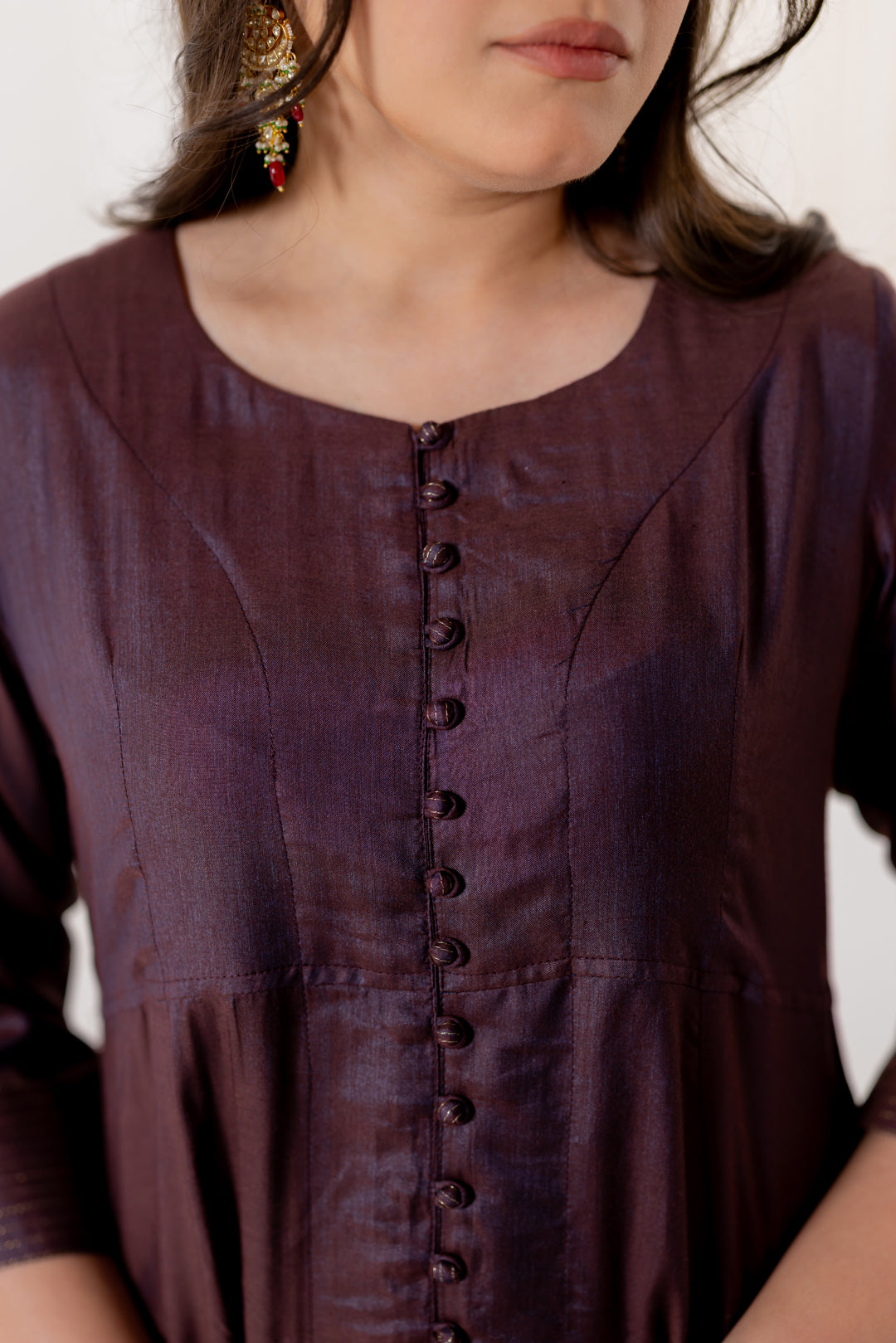 Brown Cotton Silk Kurta Set of 2 - Dhaaga