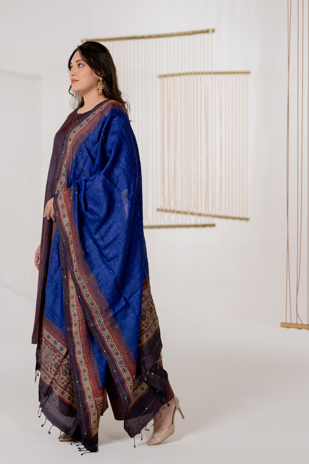 Brown Cotton Silk Kurta Set of 2 - Dhaaga
